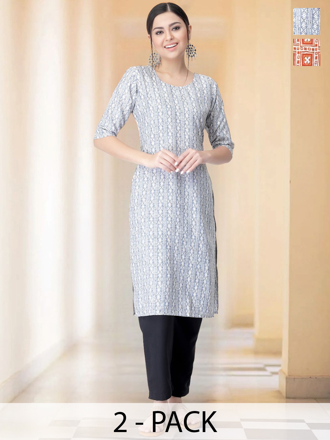 7Threads Selection Of 2 Geometric Printed Round Neck Straight Kurtas With Trousers, Orange
7Threads Selection Of 2 Geometric Printed Round Neck Straight Kurtas With Trousers, Orange