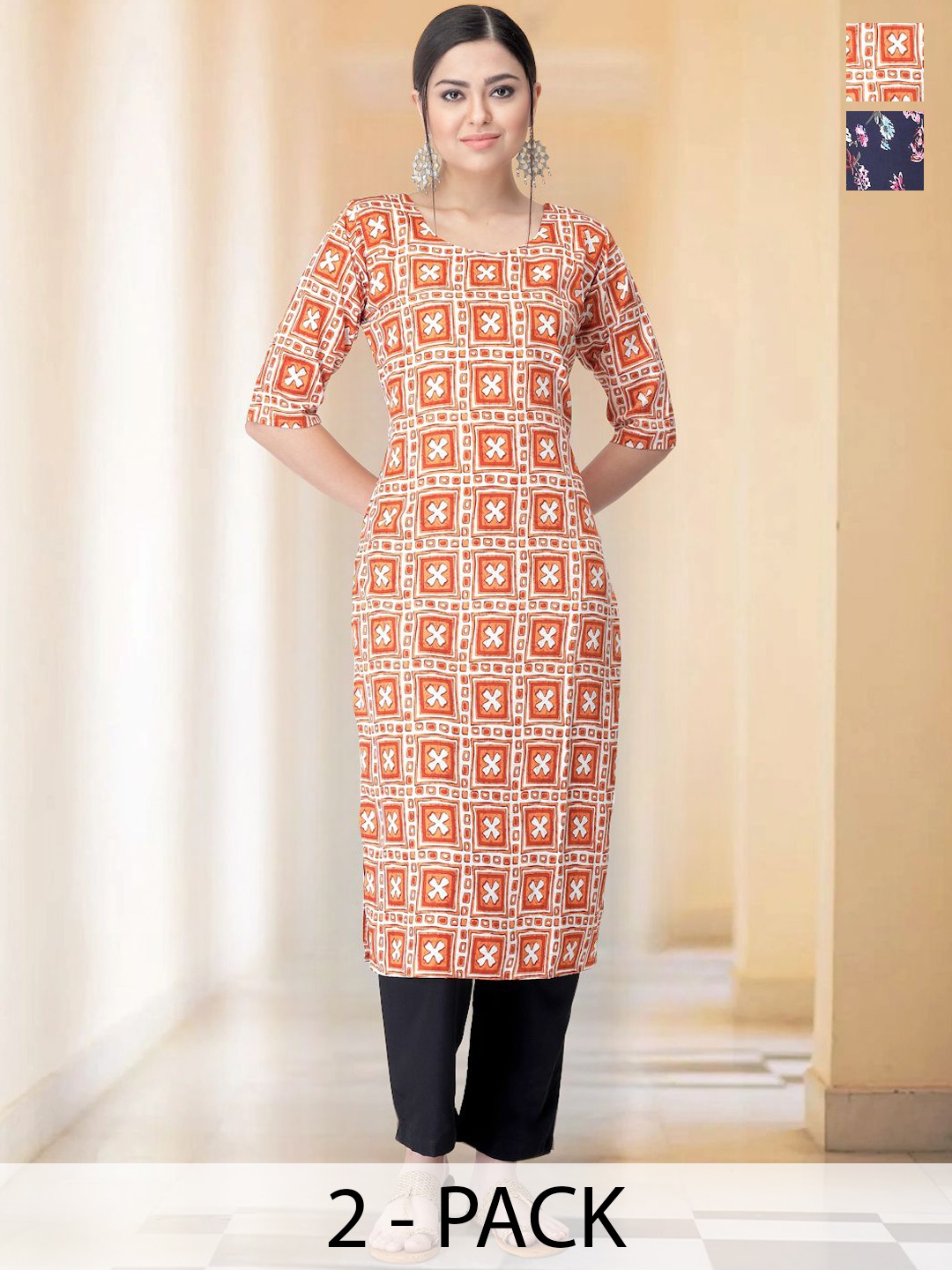 7Threads Selection Of 2 Ethnic Motifs Printed Round Neck Straight Kurta With Trousers, Orange
7Threads Selection Of 2 Ethnic Motifs Printed Round Neck Straight Kurta With Trousers, Orange