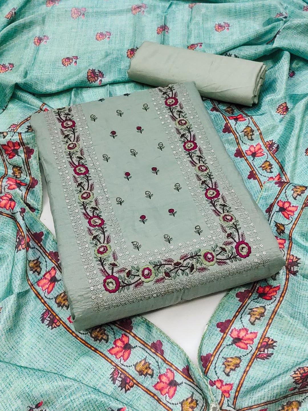 A TO Z CART Floral Embroidered Sequined Work Pure Silk Unstitched Dress Material, Grey
A TO Z CART Floral Embroidered Sequined Work Pure Silk Unstitched Dress Material, Grey