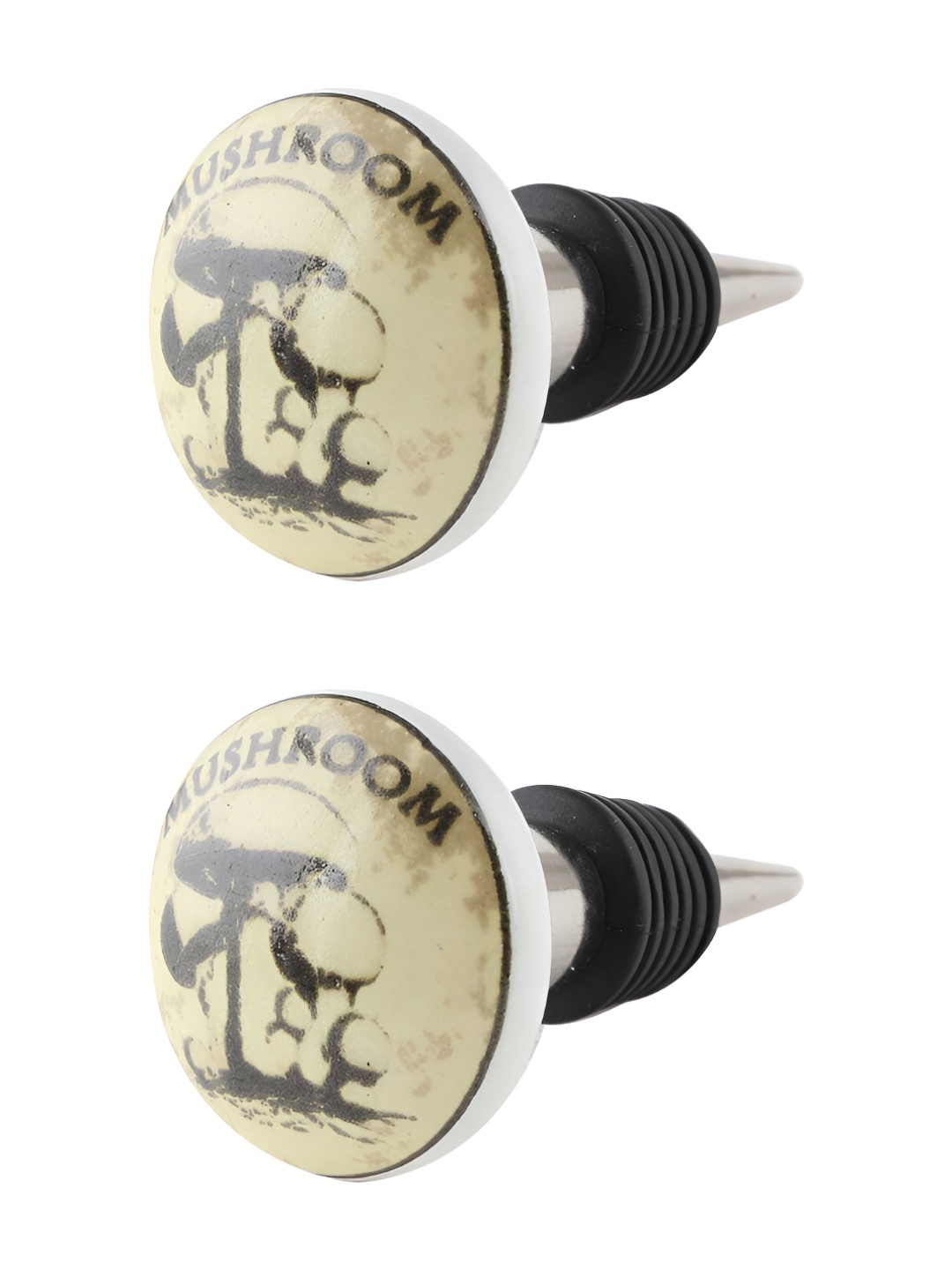 Indianshelf Cream-Coloured & Black 2 Pieces Mushroom Printed Ceramic Wine Bottle Stoppers
Indianshelf Cream-Coloured & Black 2 Pieces Mushroom Printed Ceramic Wine Bottle Stoppers