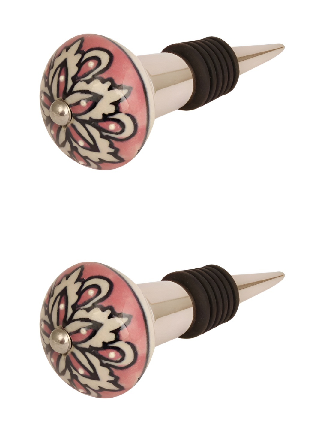 Indianshelf Pink & Cream Colored 2 Pieces Printed Ceramic Wine Bottle Stoppers, Rose
Indianshelf Pink & Cream Colored 2 Pieces Printed Ceramic Wine Bottle Stoppers, Rose