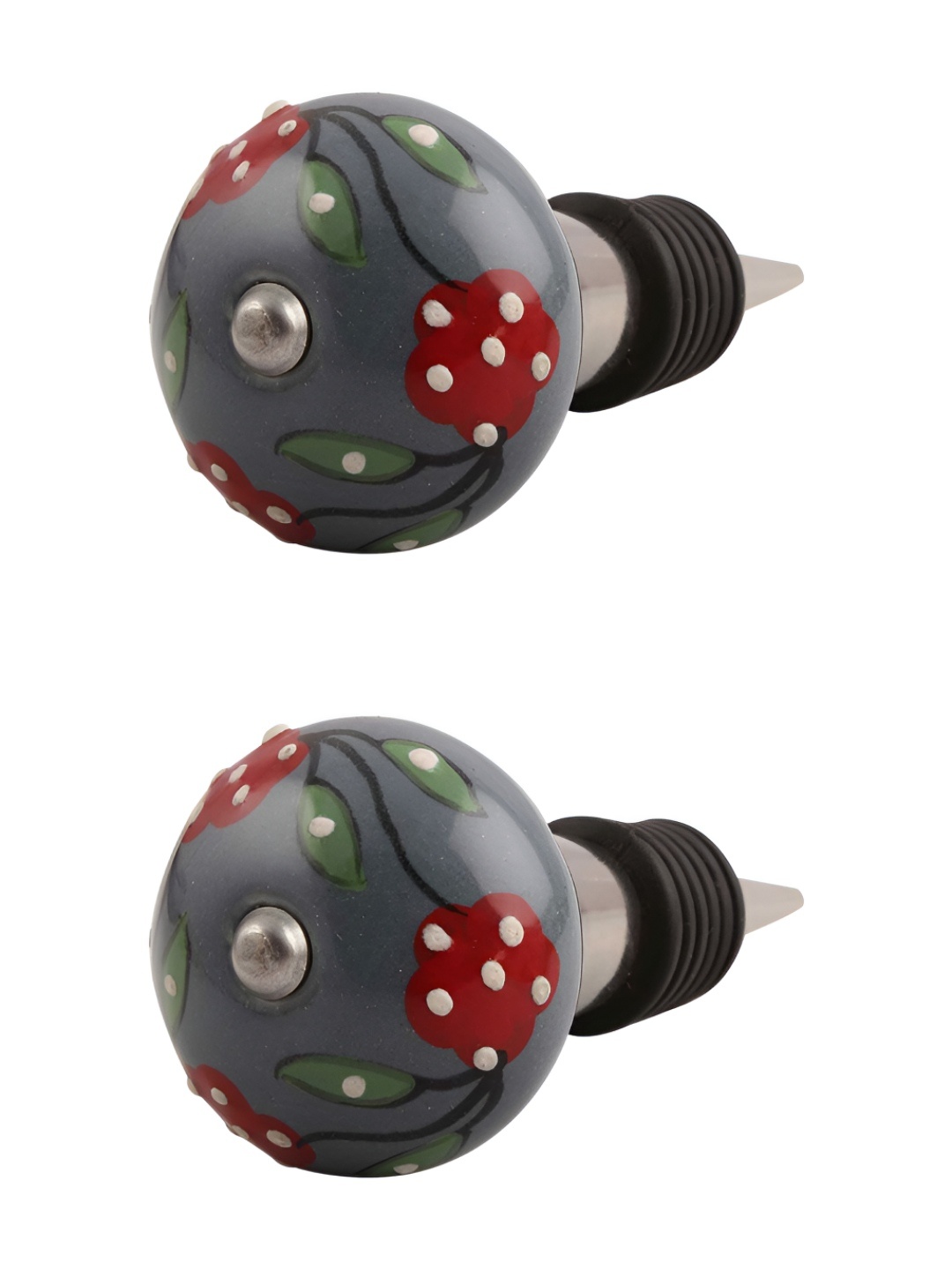 Indianshelf Grey & Red 2 Pieces Leaf Flower Printed Ceramic Wine Bottle Stoppers
Indianshelf Grey & Red 2 Pieces Leaf Flower Printed Ceramic Wine Bottle Stoppers