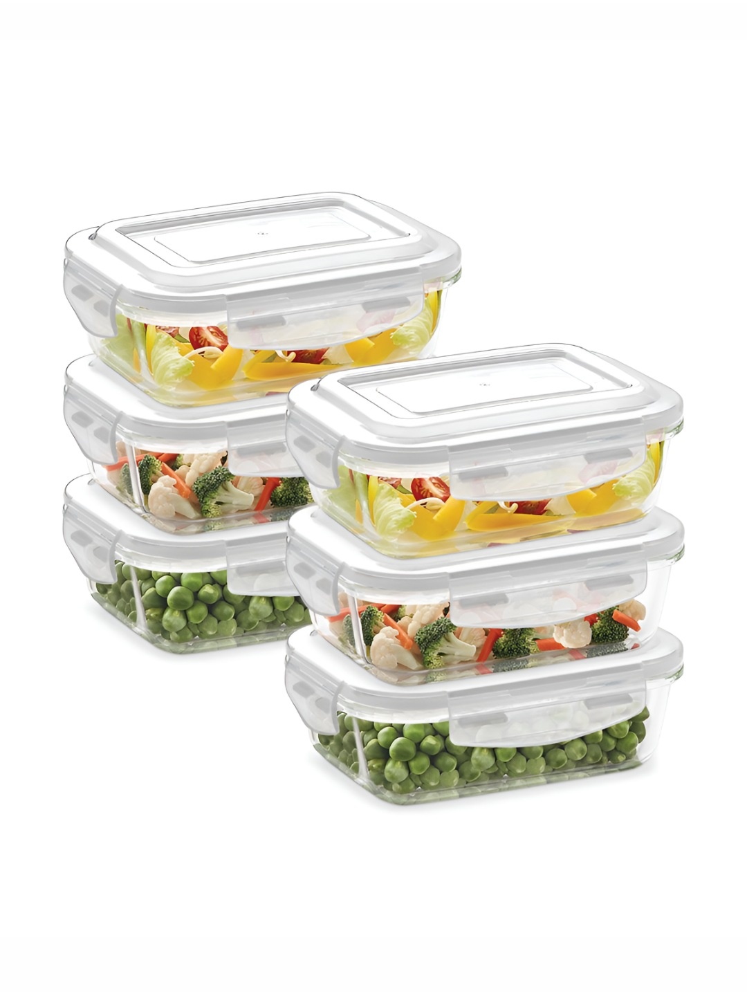 BOROSIL Klip N Store Transparent 6 Pieces Rectangular Glass Container With Airtight Lid
BOROSIL Klip N Store Transparent 6 Pieces Rectangular Glass Container With Airtight Lid