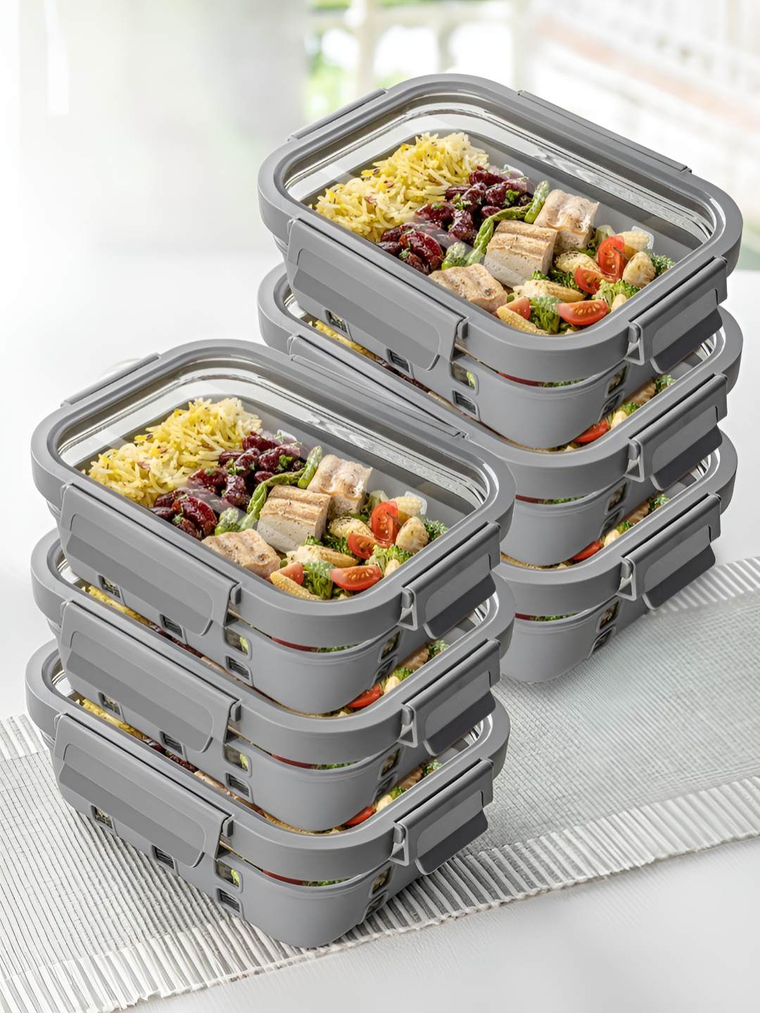 BOROSIL Klip N Store Transparent 6 Pieces Rectangle Glass Container With Airtight Lid
BOROSIL Klip N Store Transparent 6 Pieces Rectangle Glass Container With Airtight Lid