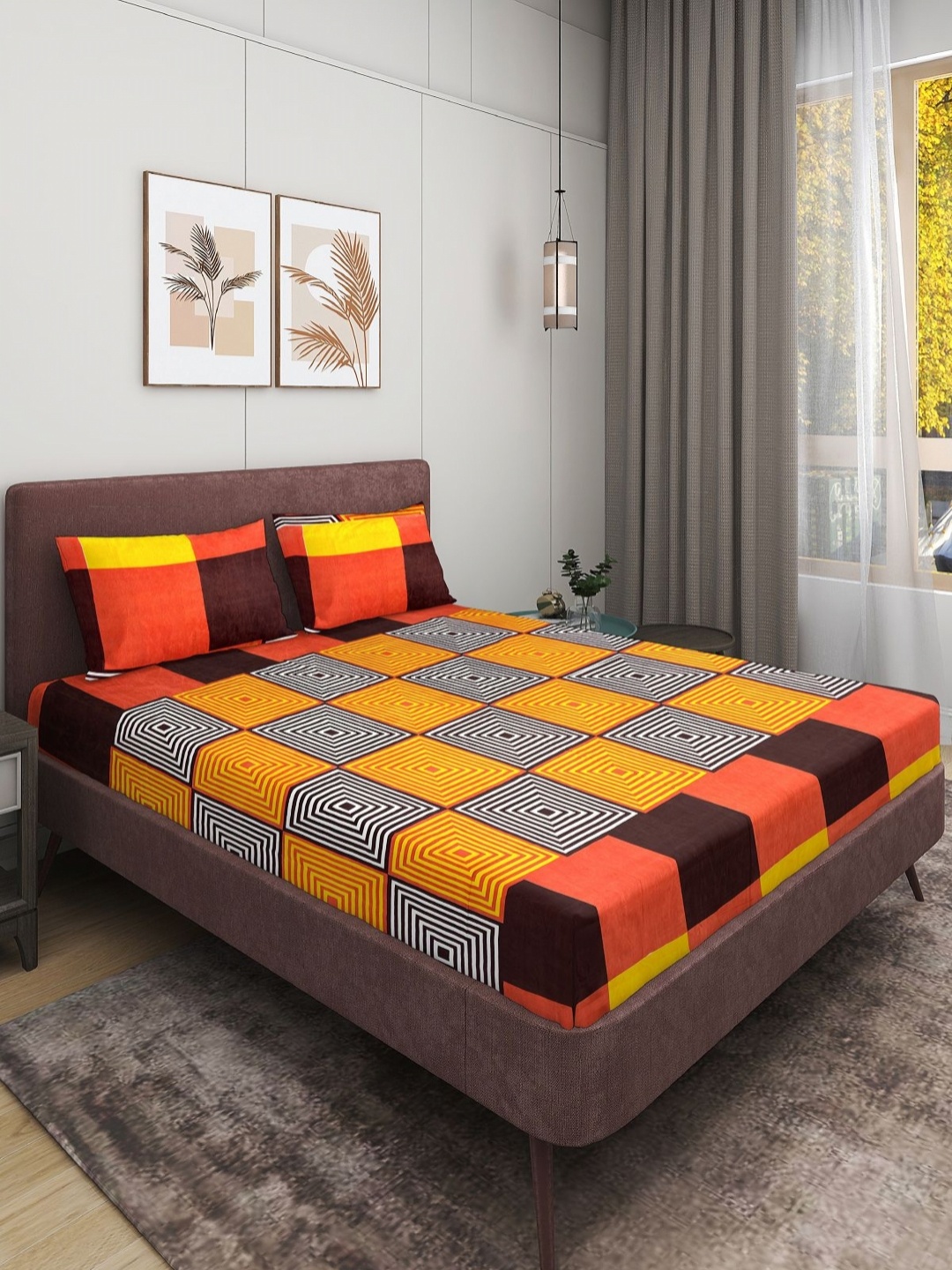 Aura Mulitcolor Printed 160 TC Queen Bedsheet with 2 Pillow Covers 2.24 m x 2.42 m, Yellow
Aura Mulitcolor Printed 160 TC Queen Bedsheet with 2 Pillow Covers 2.24 m x 2.42 m, Yellow