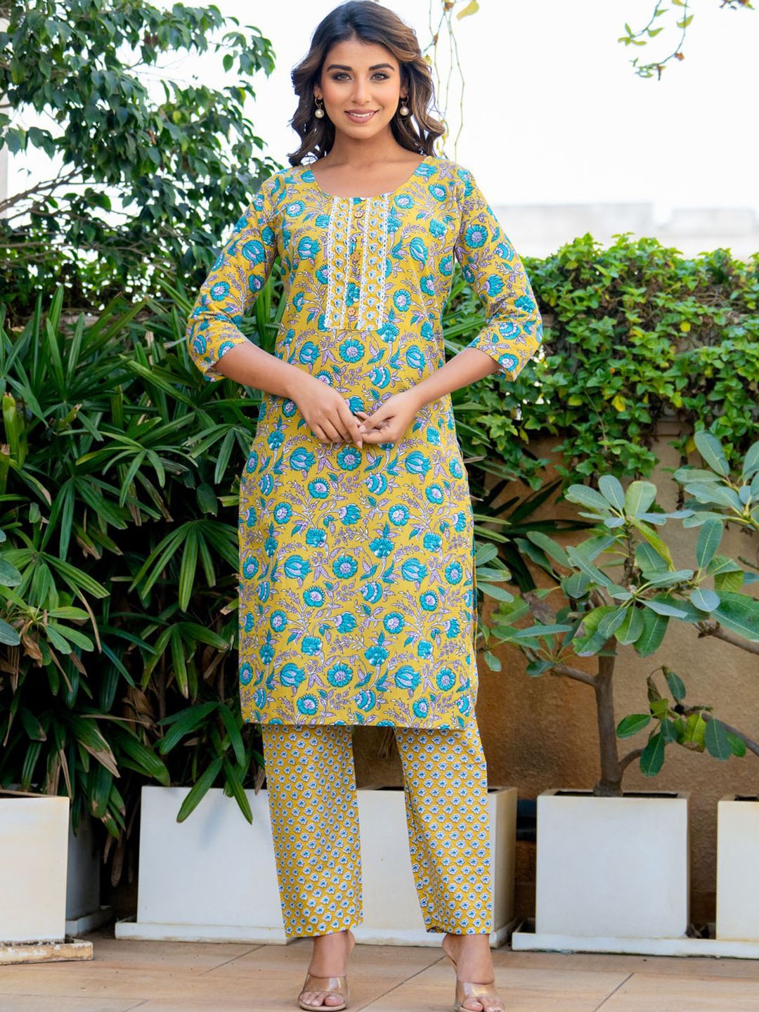 PRETTY PALLU Floral Printed Pure Cotton Straight Kurta With Trousers And Dupatta, Mustard
PRETTY PALLU Floral Printed Pure Cotton Straight Kurta With Trousers And Dupatta, Mustard