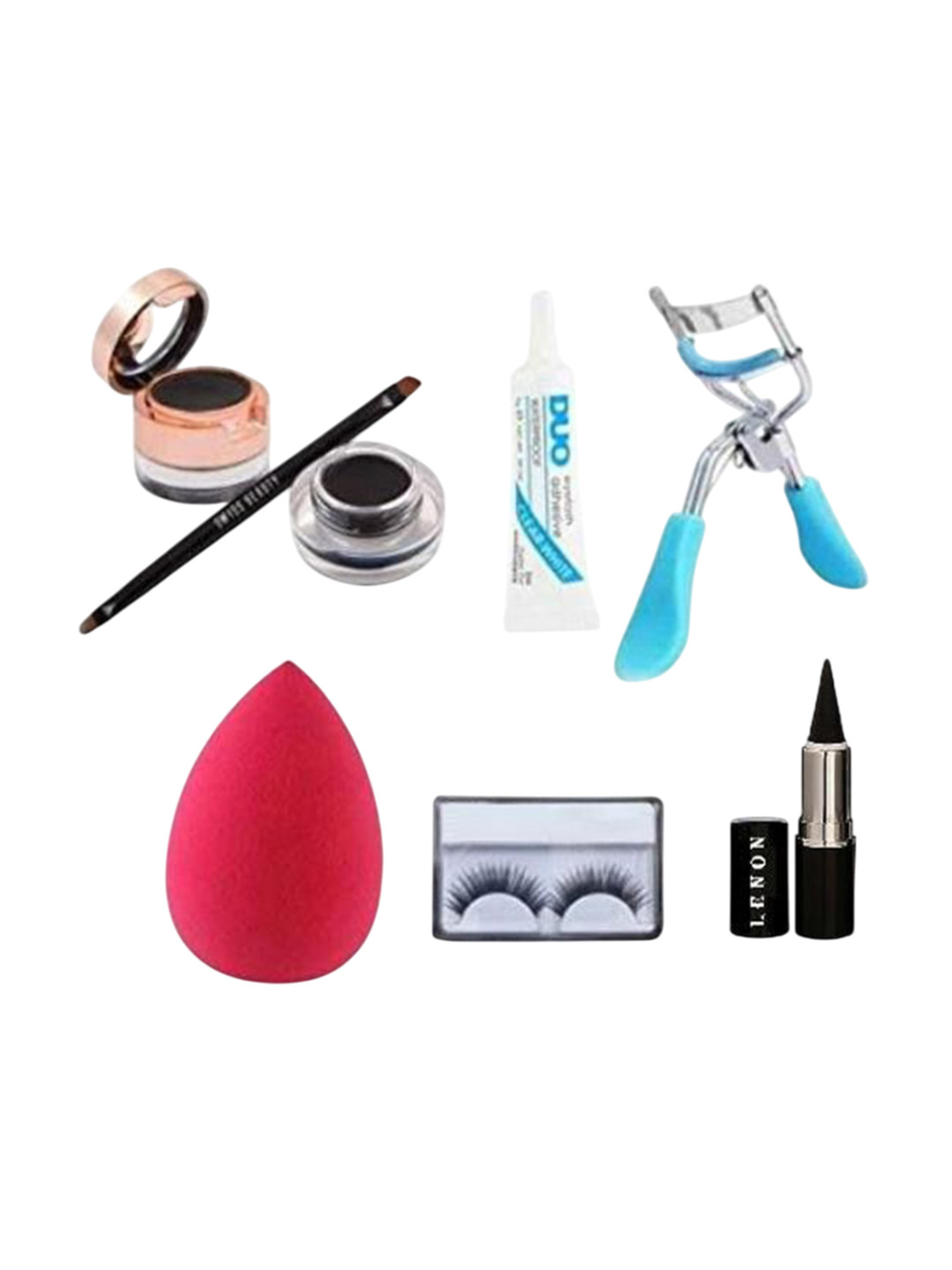 Lenon Set Of 7 Eyelashes With Eyelash Curler, Glue, Eyeliner, Blender & Eyebrow Pencil, Blue
Lenon Set Of 7 Eyelashes With Eyelash Curler, Glue, Eyeliner, Blender & Eyebrow Pencil, Blue