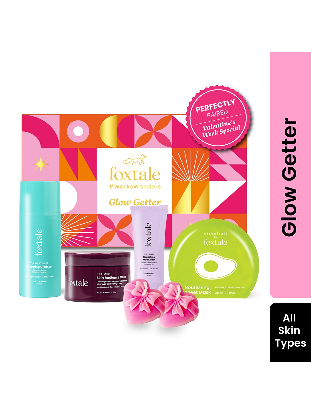 FoxTale Valentines Glow Getter Combo Kit with Lactic Acid-Hyaluronic Acid & Niacinamide, Pink
FoxTale Valentines Glow Getter Combo Kit with Lactic Acid-Hyaluronic Acid & Niacinamide, Pink