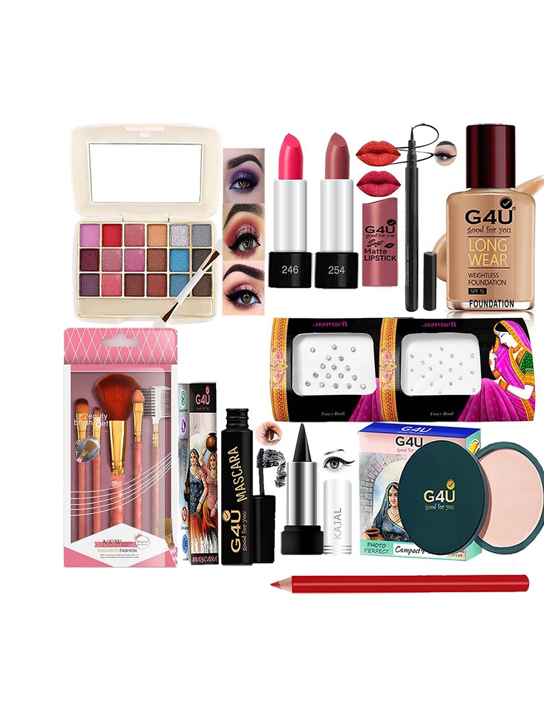 G4U 16 Piece Complete Makeup Kit for women Glamour Festive Makeup Set 65, Multi
G4U 16 Piece Complete Makeup Kit for women Glamour Festive Makeup Set 65, Multi