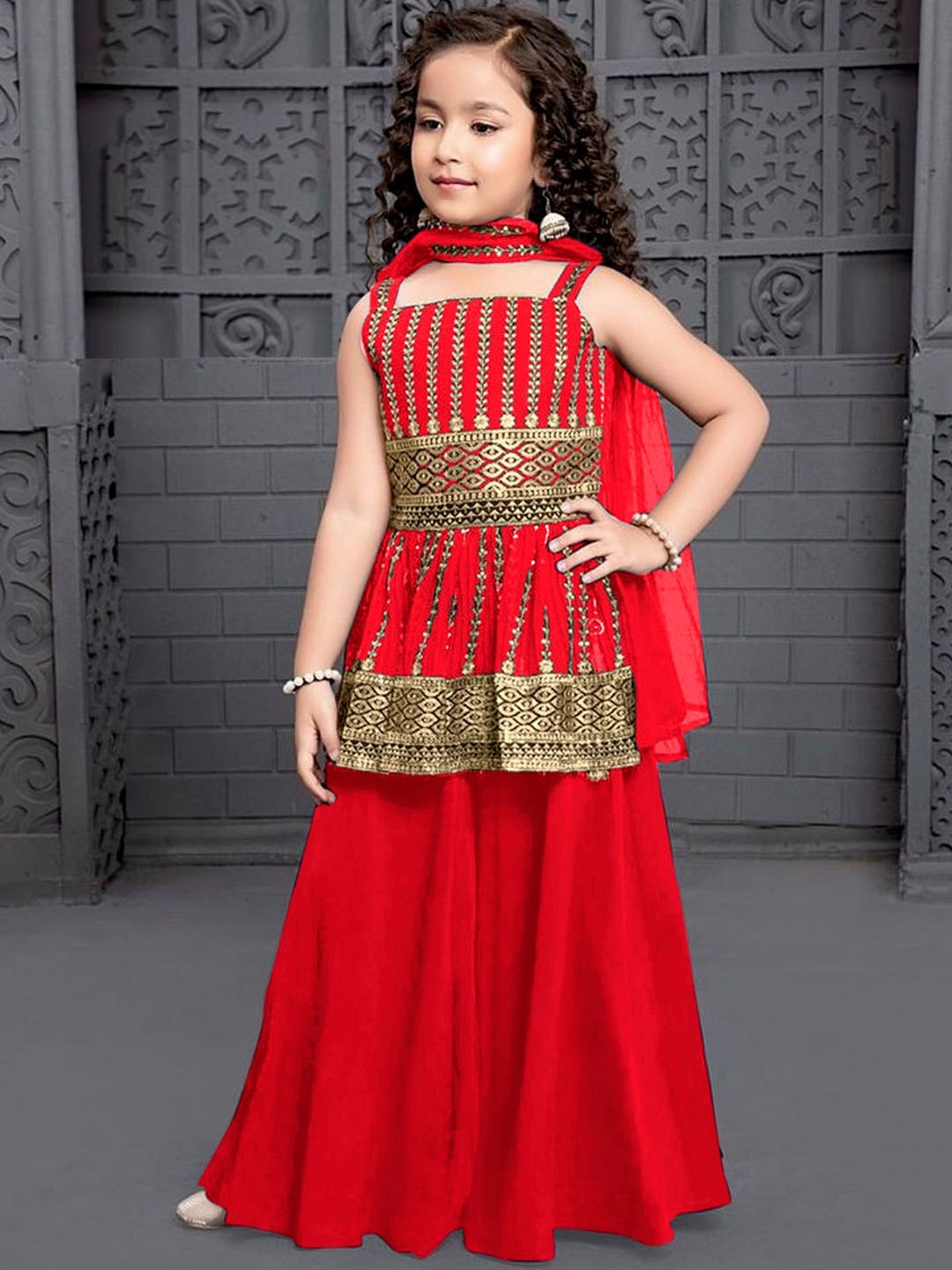 BAESD Girls Empire Shoulder Straps Embroidered Anarkali Kurta With Palazzos & Dupatta, Red
BAESD Girls Empire Shoulder Straps Embroidered Anarkali Kurta With Palazzos & Dupatta, Red