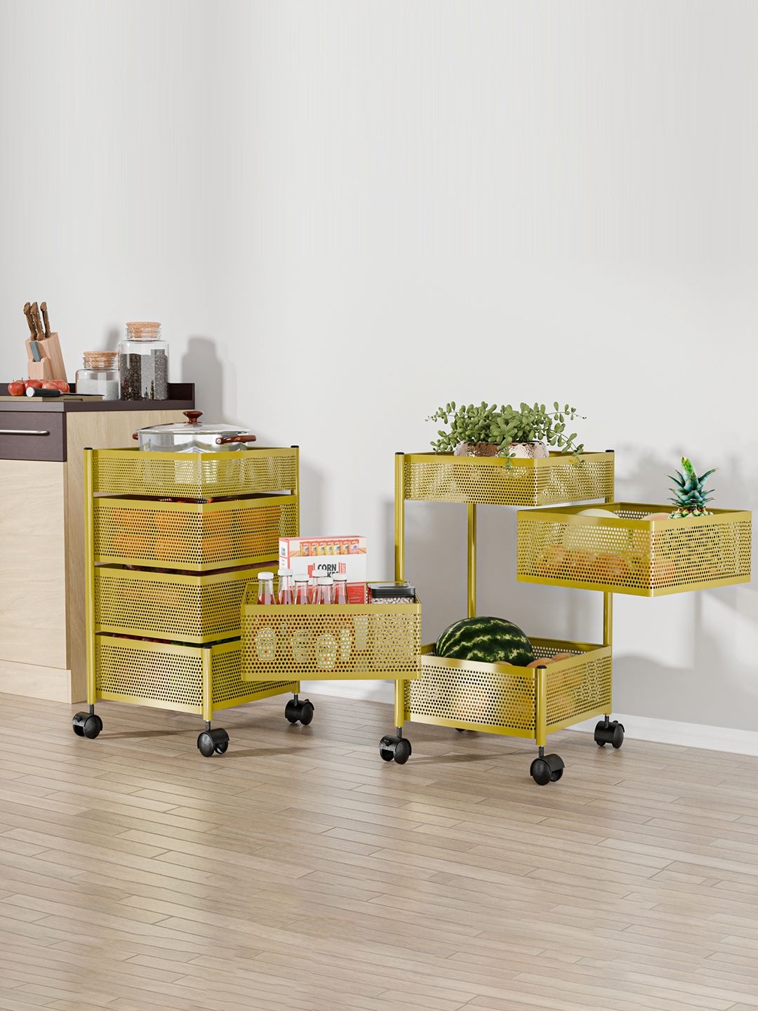 Kuber Industries Pack of 2 Kitchen 3+1 Layer Metal Storage Rack Kitchen Trolley Gold
Kuber Industries Pack of 2 Kitchen 3+1 Layer Metal Storage Rack Kitchen Trolley Gold
