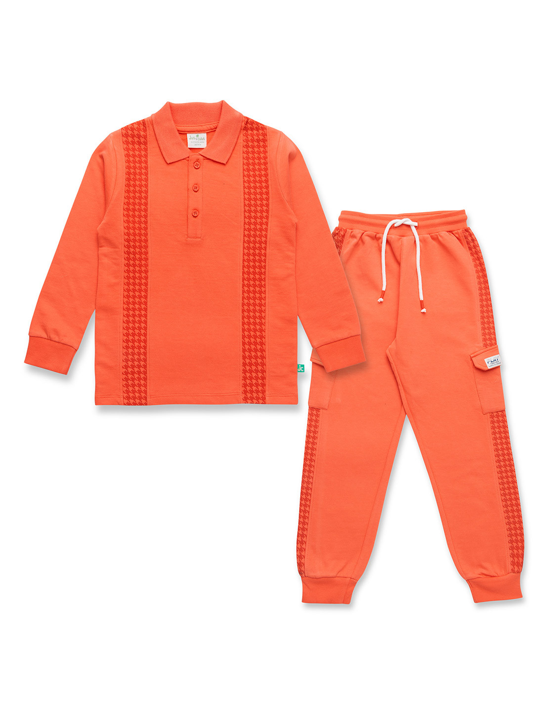 JusCubs Boys Woven Design Polo Collar Pure Cotton T-Shirt With Jogger, Orange 
JusCubs Boys Woven Design Polo Collar Pure Cotton T-Shirt With Jogger, Orange