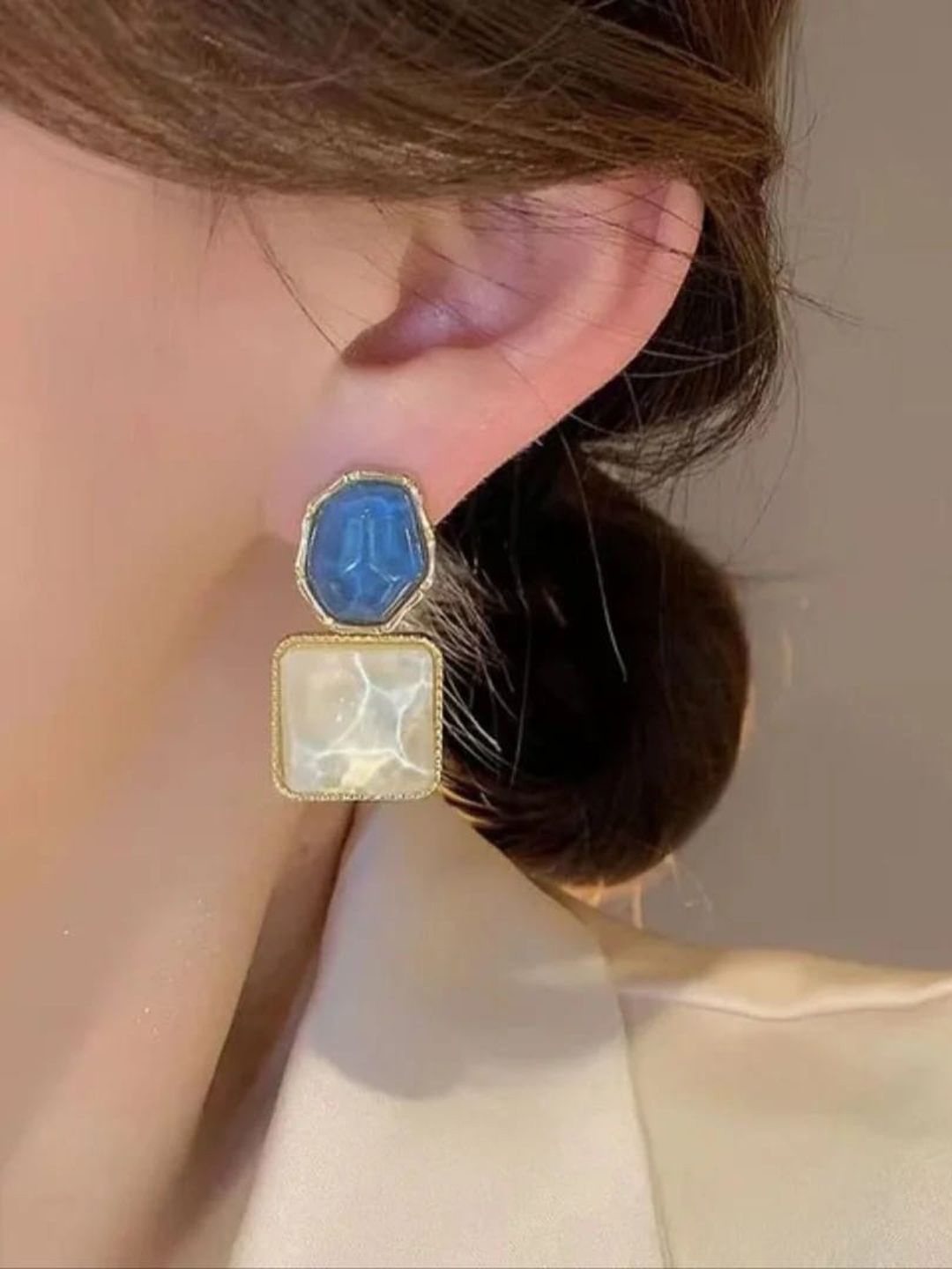BEYTER Stainless Steel Artificial Stones Studded Geometric Shaped Drop Earrings, Blue
BEYTER Stainless Steel Artificial Stones Studded Geometric Shaped Drop Earrings, Blue