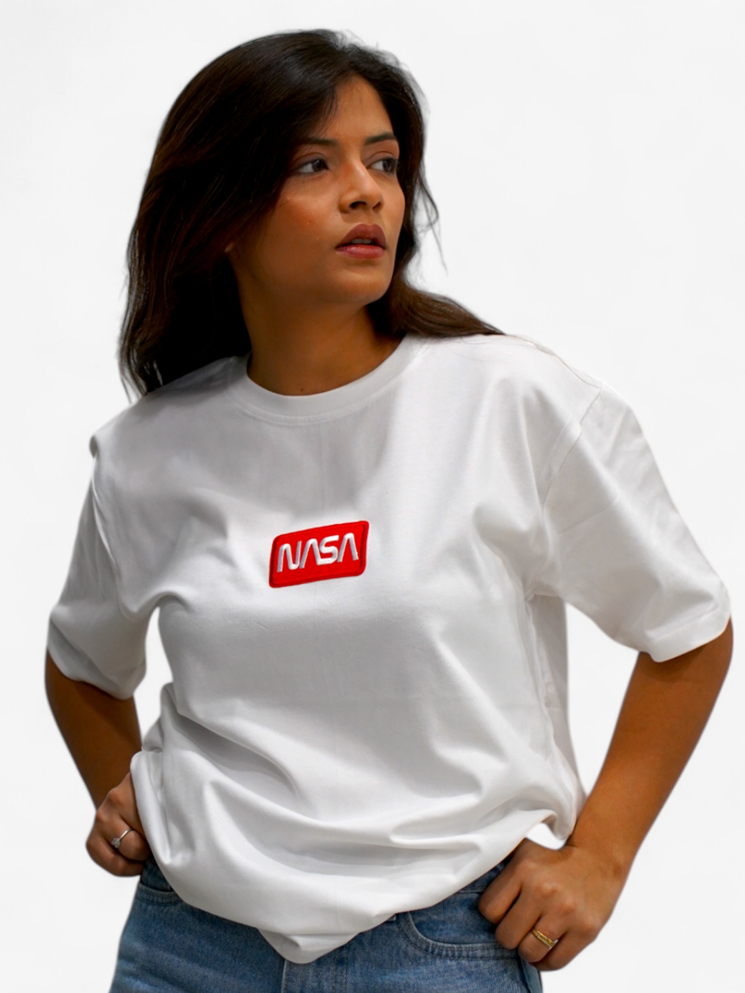 The Sea Horse Women NASA Typography Printed Round Neck Cotton Oversized T-shirt, White
The Sea Horse Women NASA Typography Printed Round Neck Cotton Oversized T-shirt, White