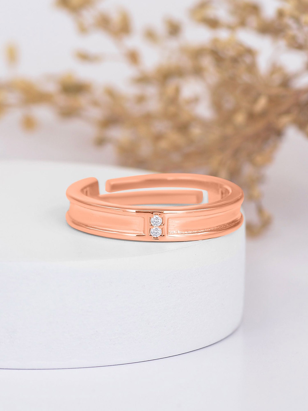 Ornate Jewels 925 Silver Rose Gold Plated AD Studded Solitaire Adjustable Finger Ring
Ornate Jewels 925 Silver Rose Gold Plated AD Studded Solitaire Adjustable Finger Ring
