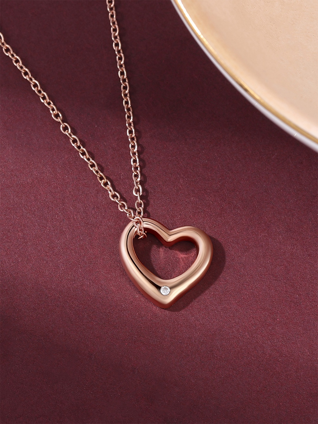 Ornate Jewels 925 Sterling Silver 18K Rose Gold-Plated AD Heart Love Pendant With Chain
Ornate Jewels 925 Sterling Silver 18K Rose Gold-Plated AD Heart Love Pendant With Chain