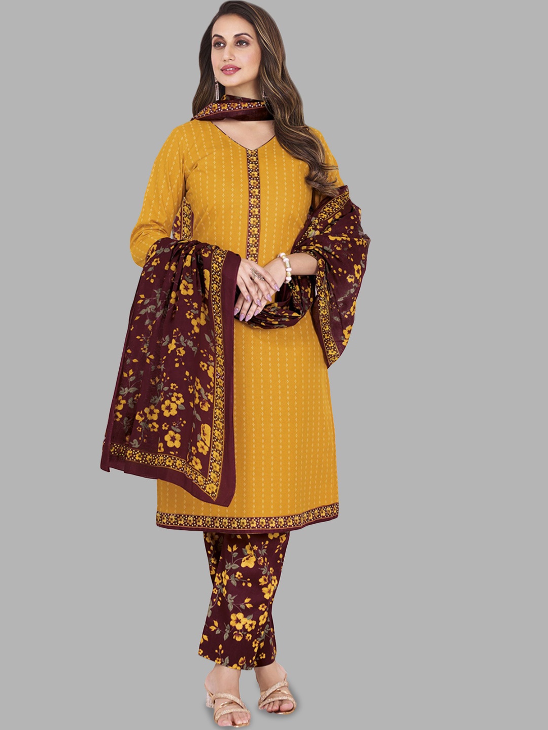 shree jeenmata collection Women Regular Pure Cotton Kurta with Trousers & With Dupatta, Mustard
shree jeenmata collection Women Regular Pure Cotton Kurta with Trousers & With Dupatta, Mustard