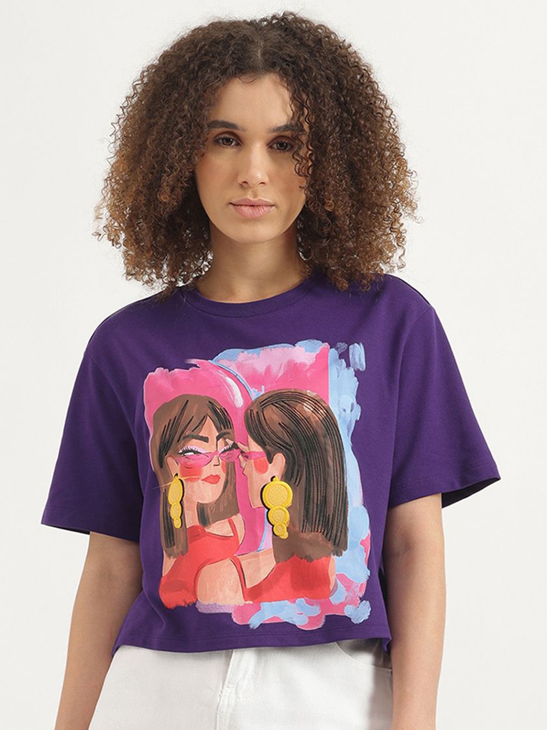 United Colors of Benetton Women Graphic Printed Round Neck Boxy Fit Cotton T-shirt, Purple
United Colors of Benetton Women Graphic Printed Round Neck Boxy Fit Cotton T-shirt, Purple