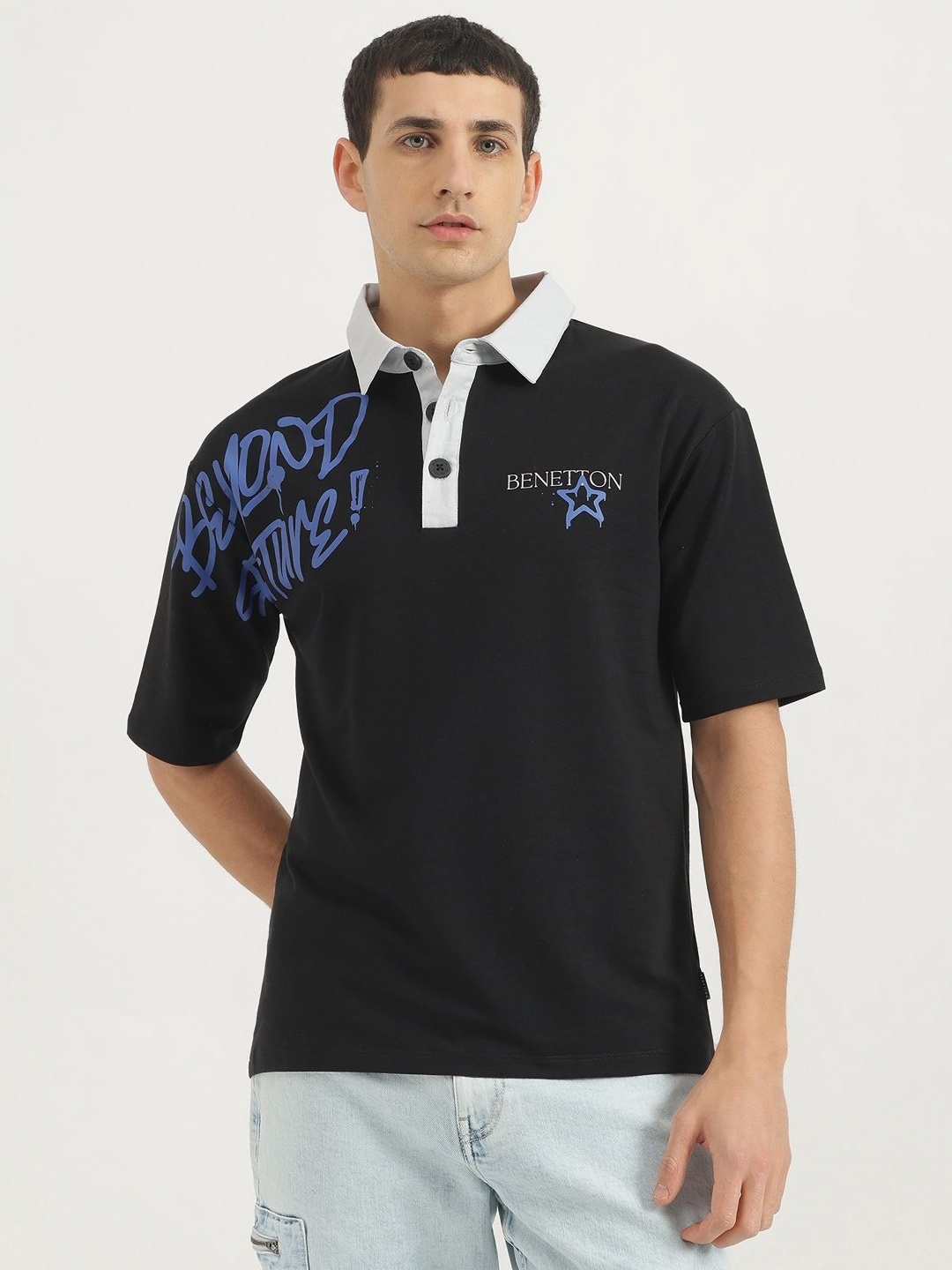 United Colors of Benetton Men Typography Printed Polo Collar Cotton Relaxed Fit T-shirt, Black
United Colors of Benetton Men Typography Printed Polo Collar Cotton Relaxed Fit T-shirt, Black
