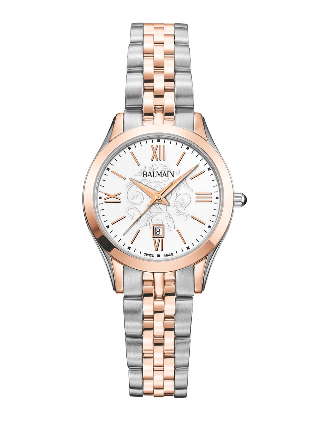 Balmain Women Brass Patterned Dial & Stainless Steel Bracelet Style Straps Analogue Watch B41183112, White
Balmain Women Brass Patterned Dial & Stainless Steel Bracelet Style Straps Analogue Watch B41183112, White
