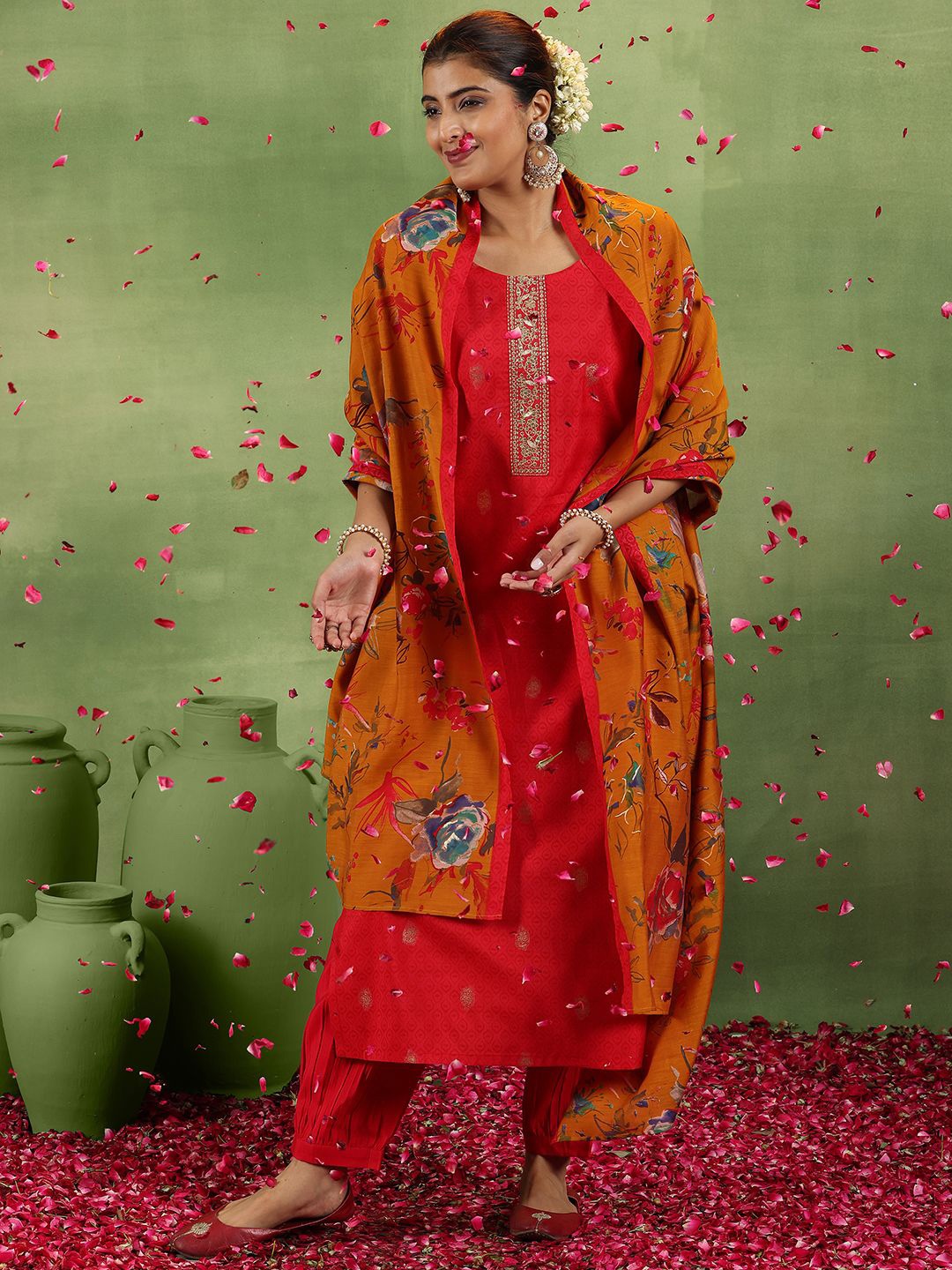 Libas Ethnic Motifs Printed Sequnnied Straight Kurta With Salwar And Dupatta, Red
Libas Ethnic Motifs Printed Sequnnied Straight Kurta With Salwar And Dupatta, Red