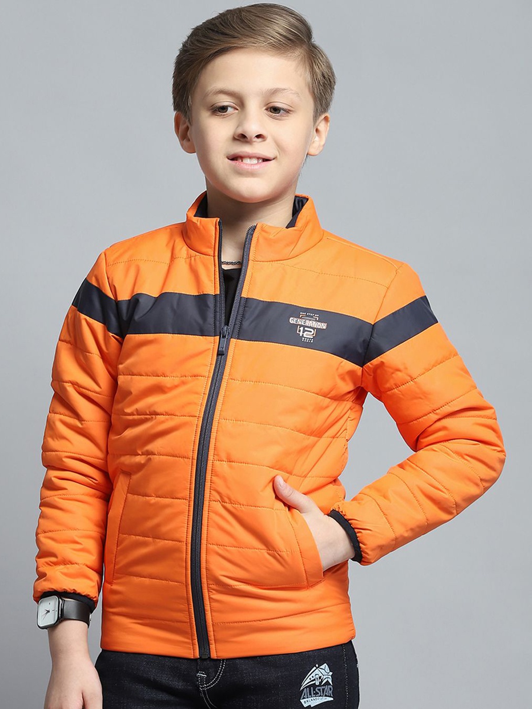 Monte Carlo Boys Mock Collar Striped Casual Lightweight Padded Jacket, Orange
Monte Carlo Boys Mock Collar Striped Casual Lightweight Padded Jacket, Orange