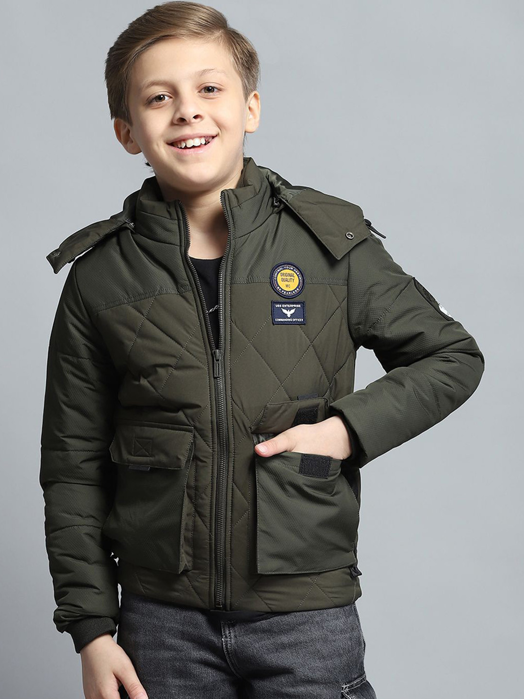 Monte Carlo Boys Hooded Solid Casual Lightweight Padded Jacket, Olive 
Monte Carlo Boys Hooded Solid Casual Lightweight Padded Jacket, Olive