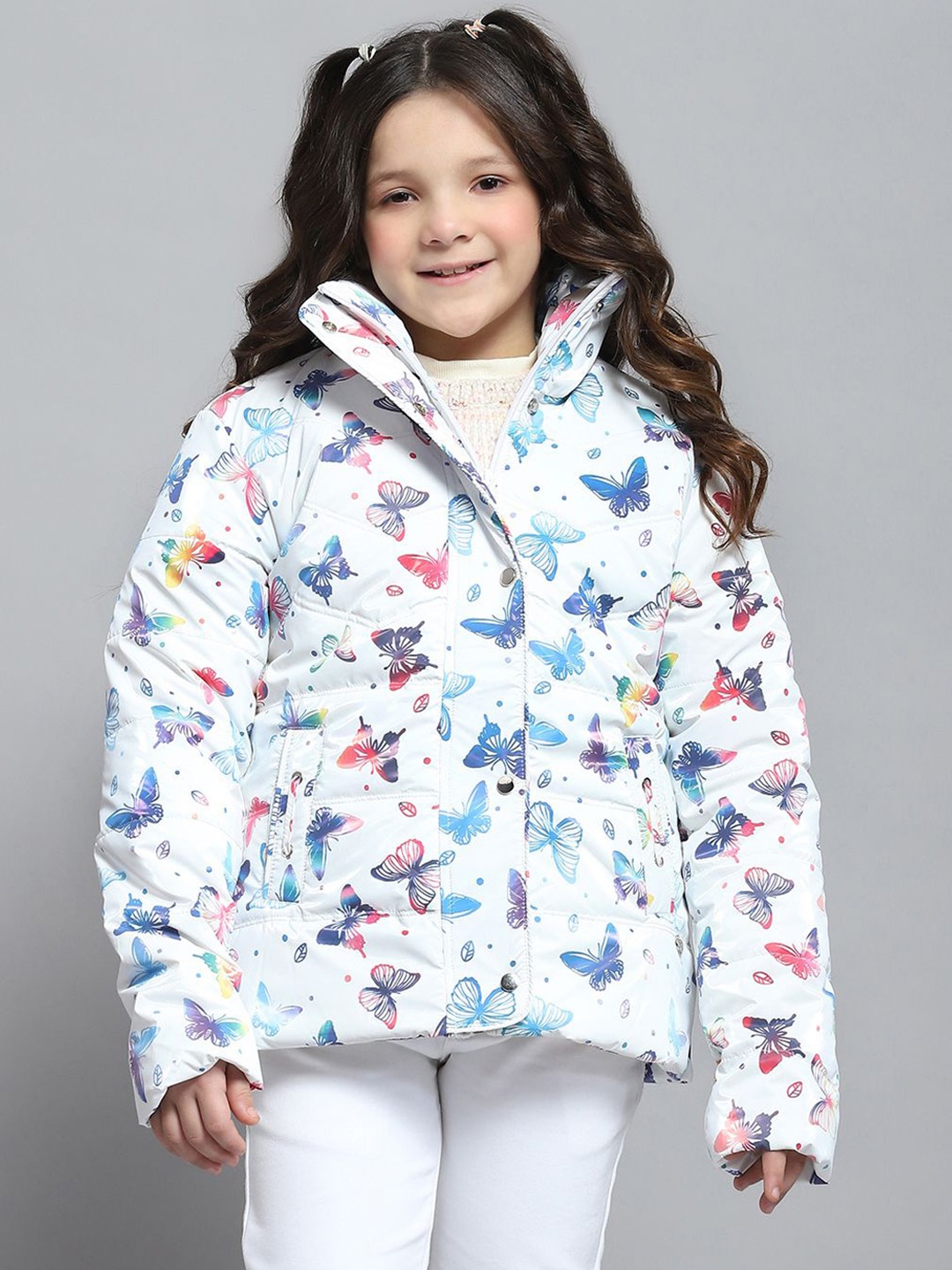 Monte Carlo Girls Mock Collar Conversational Printed Casual Lightweight Puffer Jacket, White
Monte Carlo Girls Mock Collar Conversational Printed Casual Lightweight Puffer Jacket, White