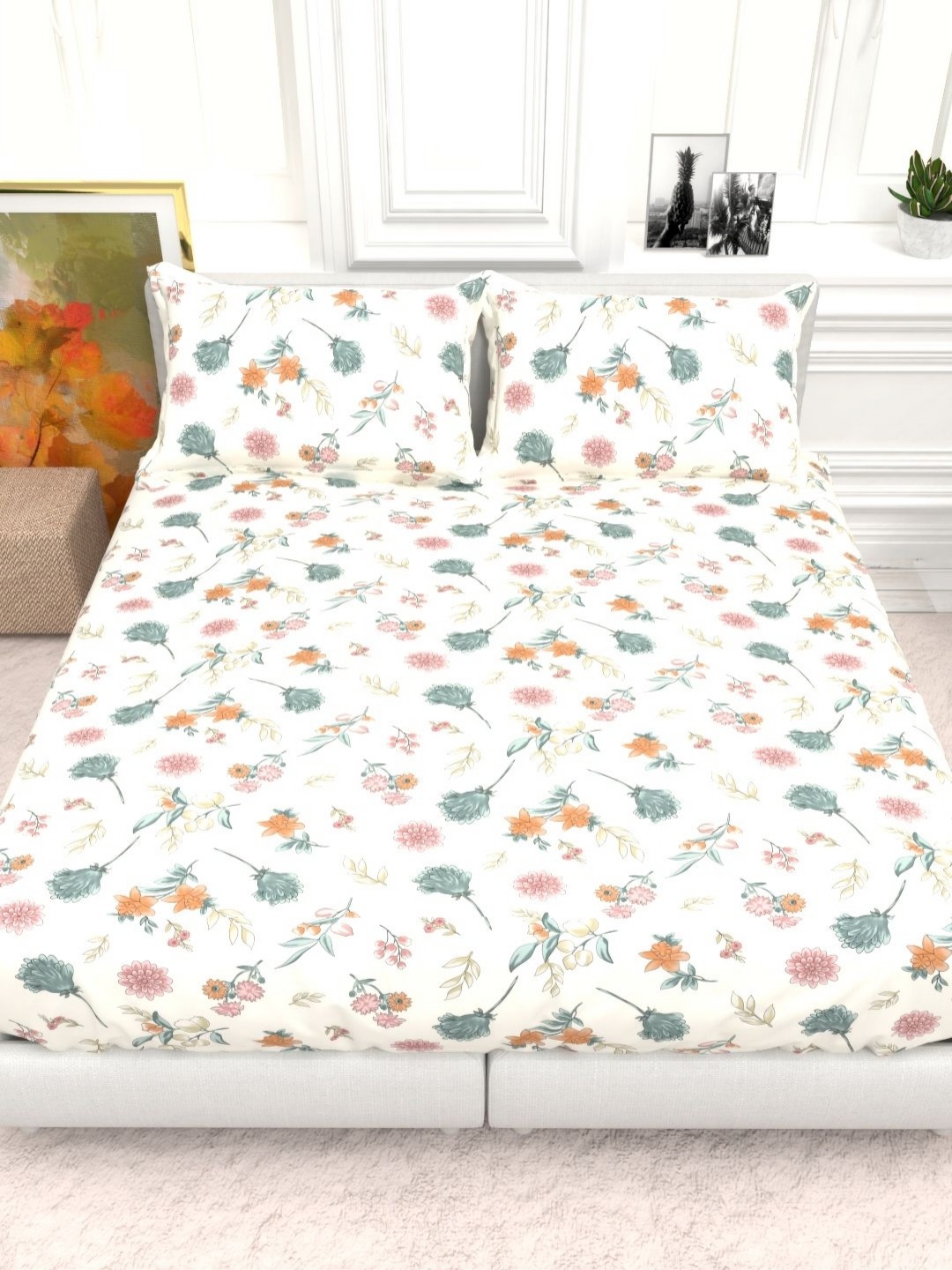 THE WHITE MOSS IDA White & Blue Floral Printed 130 TC Queen Bedsheet Set 2.25 m x 2.50 m
THE WHITE MOSS IDA White & Blue Floral Printed 130 TC Queen Bedsheet Set 2.25 m x 2.50 m