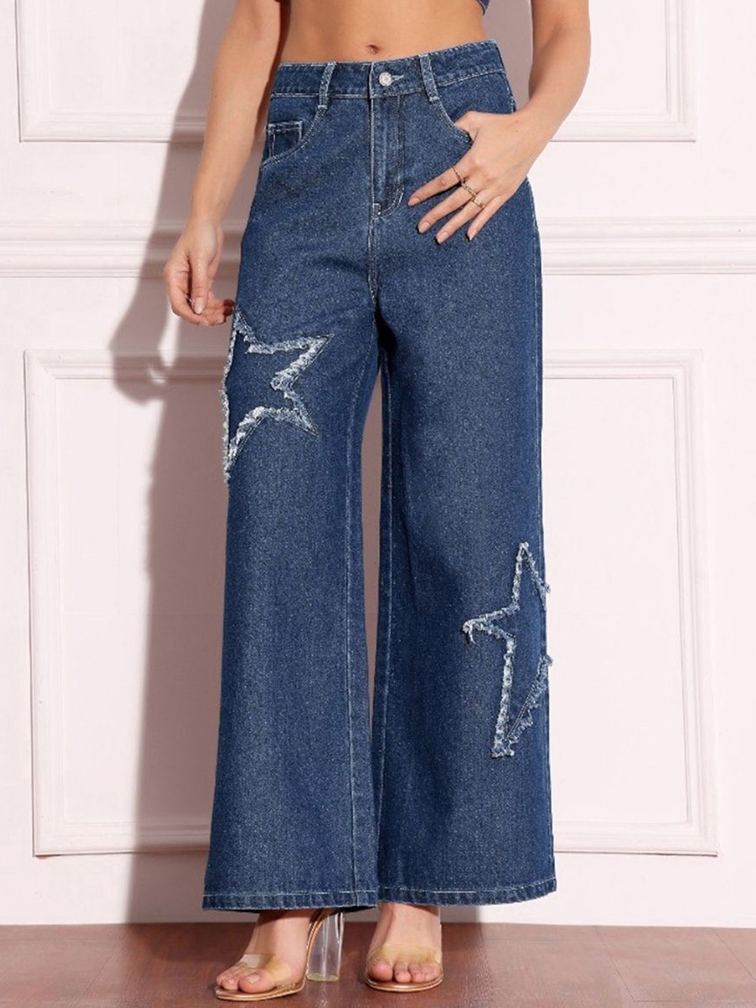 Miss Chase Women Wide Leg High-Rise Highly Distressed Light Fade Stretchable Jeans, Navy blue
Miss Chase Women Wide Leg High-Rise Highly Distressed Light Fade Stretchable Jeans, Navy blue