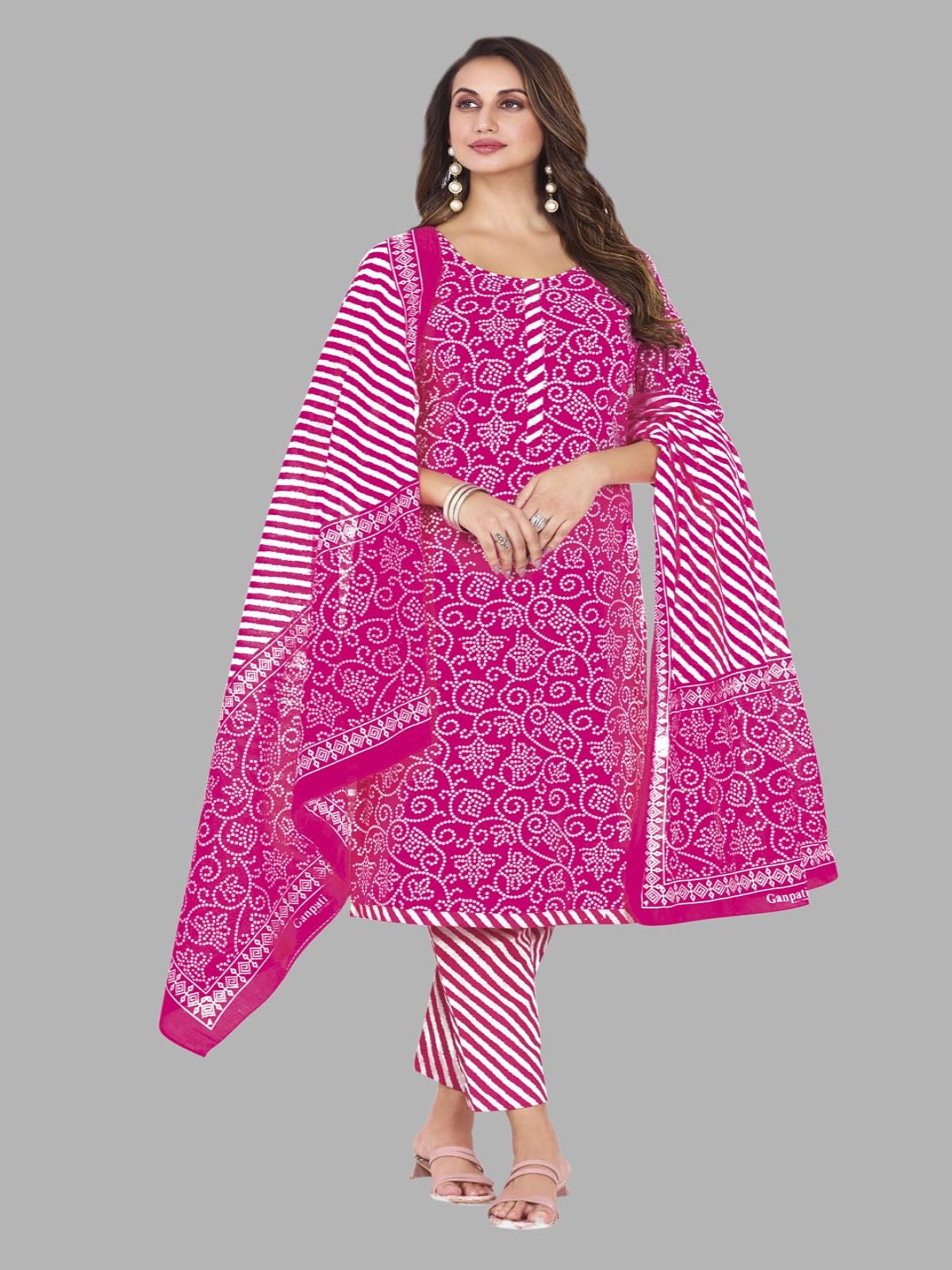 shree jeenmata collection Women Printed Regular Pure Cotton Kurta with Churidar & With Dupatta, Pink
shree jeenmata collection Women Printed Regular Pure Cotton Kurta with Churidar & With Dupatta, Pink