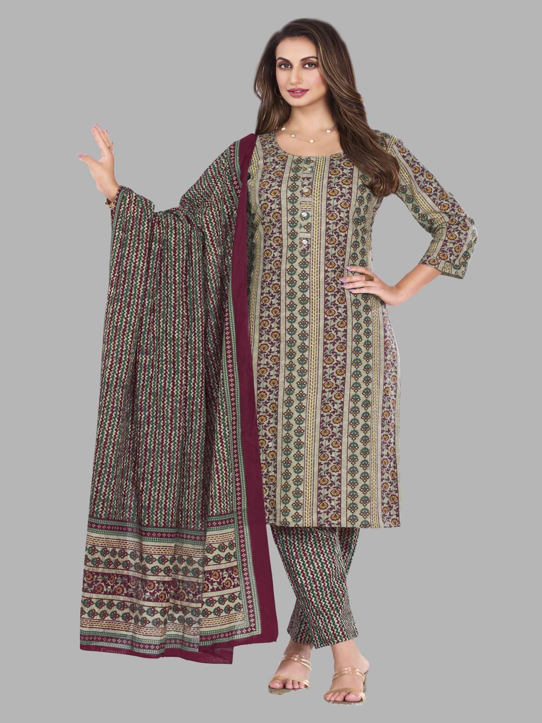 shree jeenmata collection Women Floral Printed Regular Pure Cotton Kurta with Churidar & With Dupatta, Green
shree jeenmata collection Women Floral Printed Regular Pure Cotton Kurta with Churidar & With Dupatta, Green