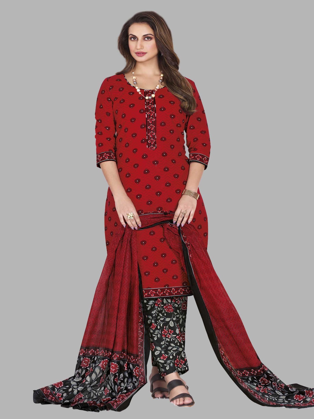 shree jeenmata collection Women Printed Regular Pure Cotton Kurta with Churidar & With Dupatta, Red
shree jeenmata collection Women Printed Regular Pure Cotton Kurta with Churidar & With Dupatta, Red
