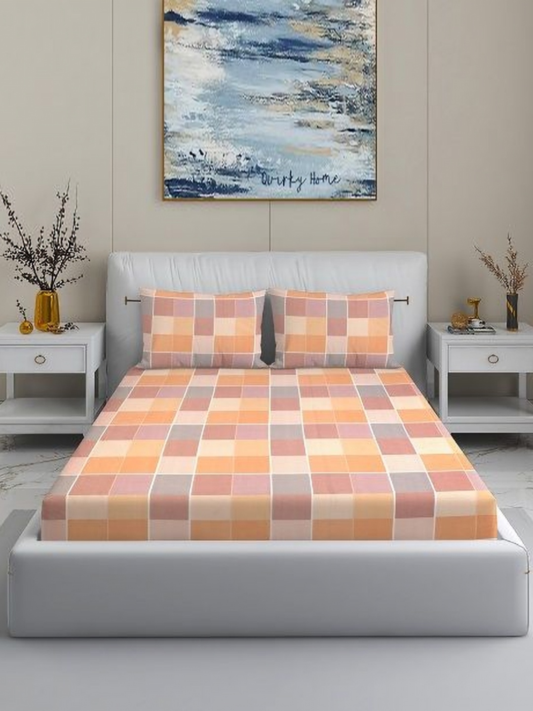 Quirky Home Peach & Grey Checked Microfiber 200 TC King Bedsheet Sets - 2.74 m x 2.74 m
Quirky Home Peach & Grey Checked Microfiber 200 TC King Bedsheet Sets - 2.74 m x 2.74 m