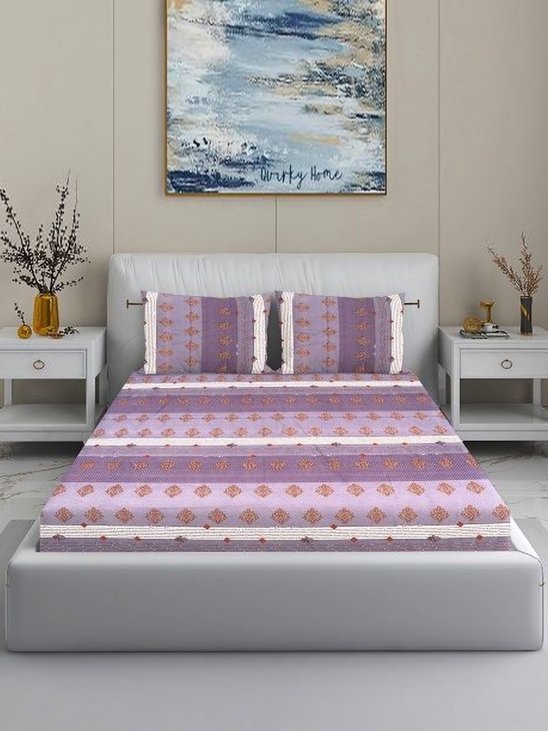 Quirky Home Purple and White Printed Microfiber 180 TC King Bedsheet Set- 1.82m x 1.98m
Quirky Home Purple and White Printed Microfiber 180 TC King Bedsheet Set- 1.82m x 1.98m