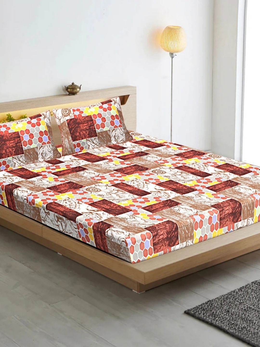 HASHCART White & Brown Geometric Printed Cotton 210 TC Queen Bedsheet Set 2.40 m x 2.25 m
HASHCART White & Brown Geometric Printed Cotton 210 TC Queen Bedsheet Set 2.40 m x 2.25 m