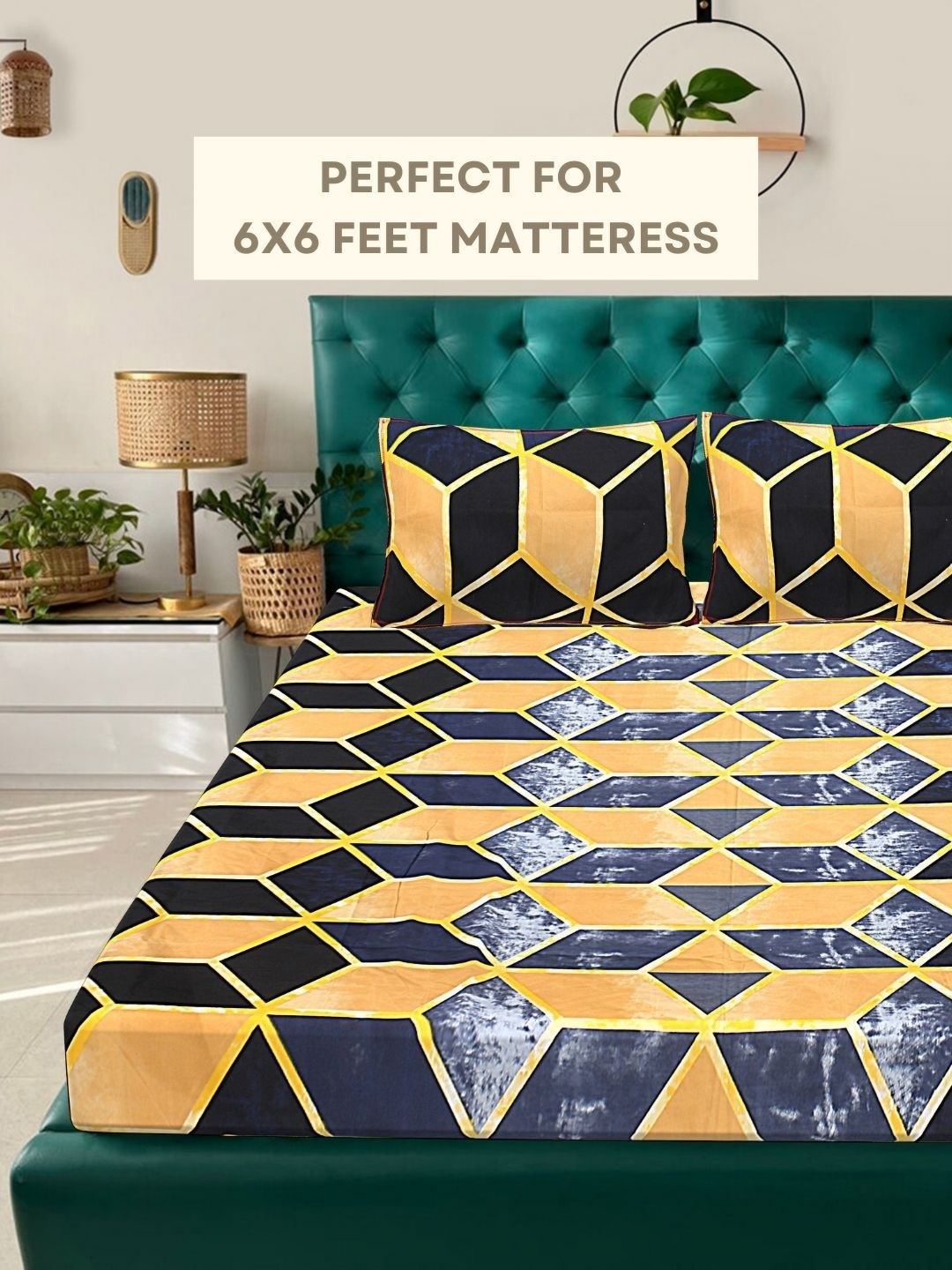HASHCART Black & Orange Geometric Printed Cotton 210 TC Queen Bedsheet Set 2.40 m x 2.25 m
HASHCART Black & Orange Geometric Printed Cotton 210 TC Queen Bedsheet Set 2.40 m x 2.25 m