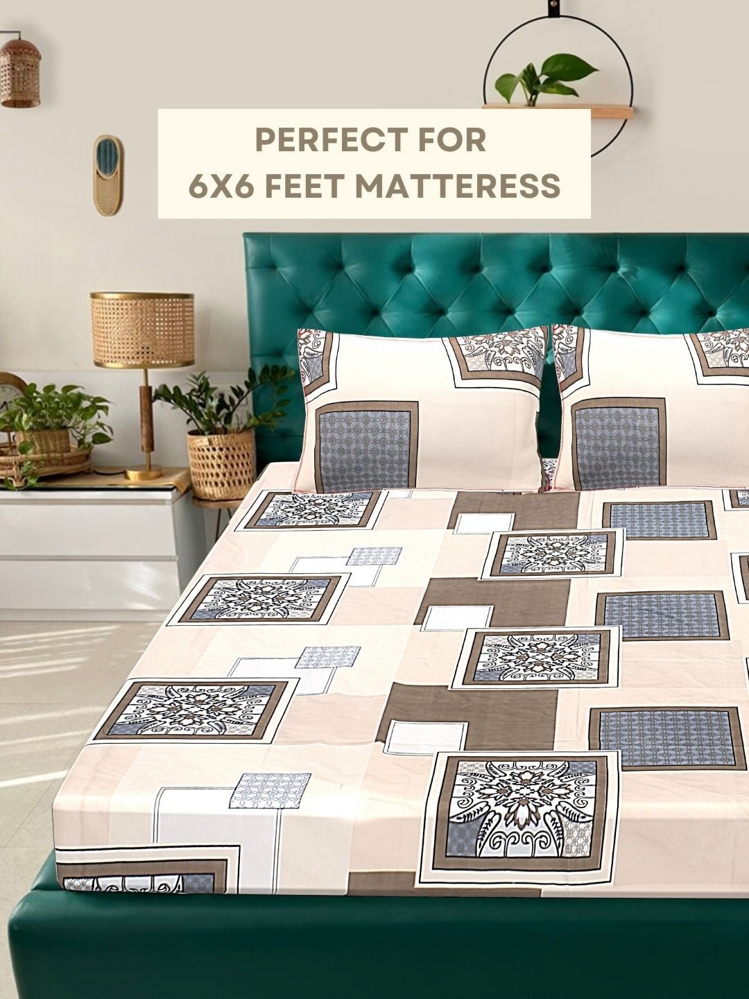 HASHCART White & Brown Geometric Printed Cotton 210 TC Queen Bedsheet Set-2.40 m x 2.25 m
HASHCART White & Brown Geometric Printed Cotton 210 TC Queen Bedsheet Set-2.40 m x 2.25 m