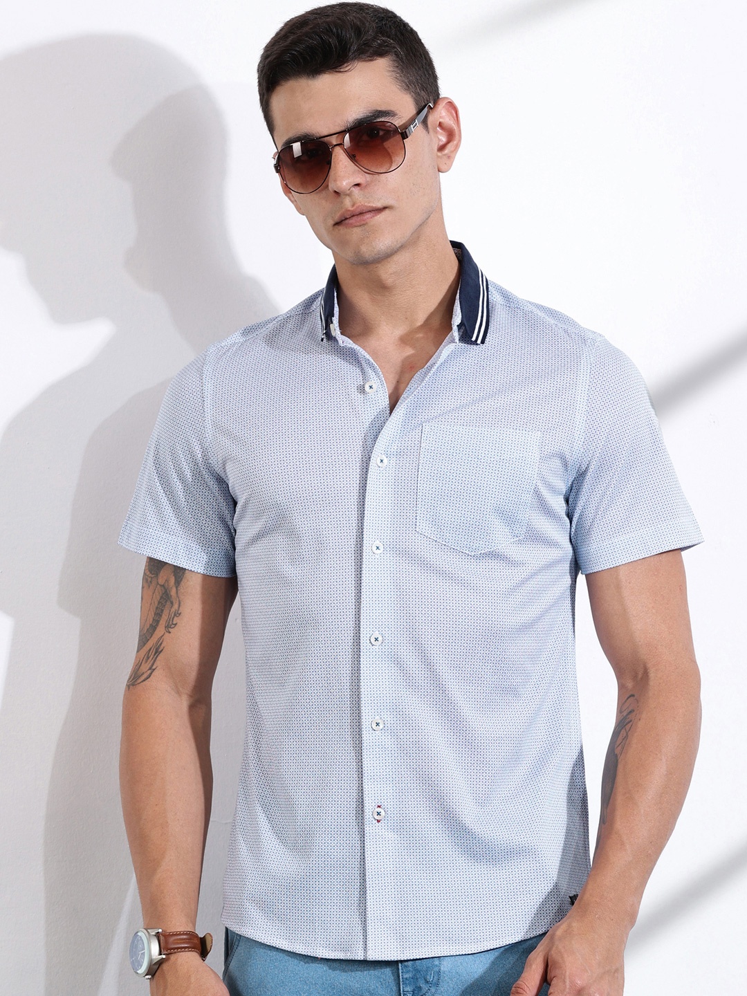 Thomas Scott Men Classic Slim Fit Spread Collar Micro Ditsy Printed Cotton Casual Shirt, Blue
Thomas Scott Men Classic Slim Fit Spread Collar Micro Ditsy Printed Cotton Casual Shirt, Blue