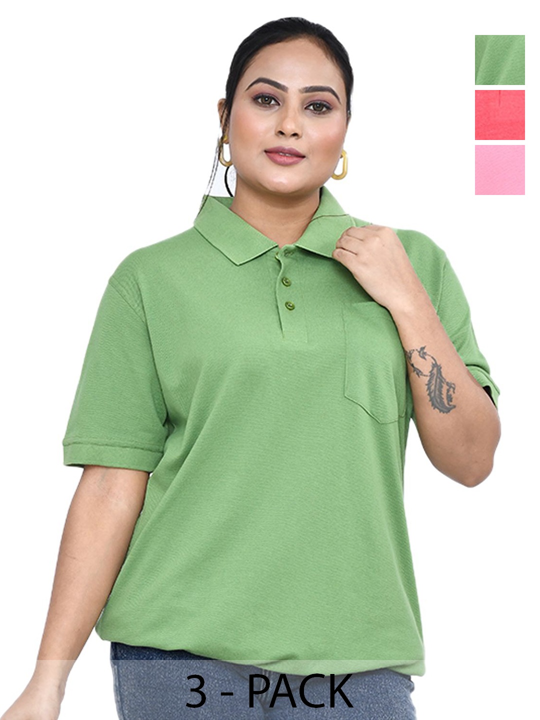 RAPL Women Pack Of 2 Solid Polo Collar Relaxed Fit Drop-shoulder Sleeves Casual T-shirt, Grey
RAPL Women Pack Of 2 Solid Polo Collar Relaxed Fit Drop-shoulder Sleeves Casual T-shirt, Grey