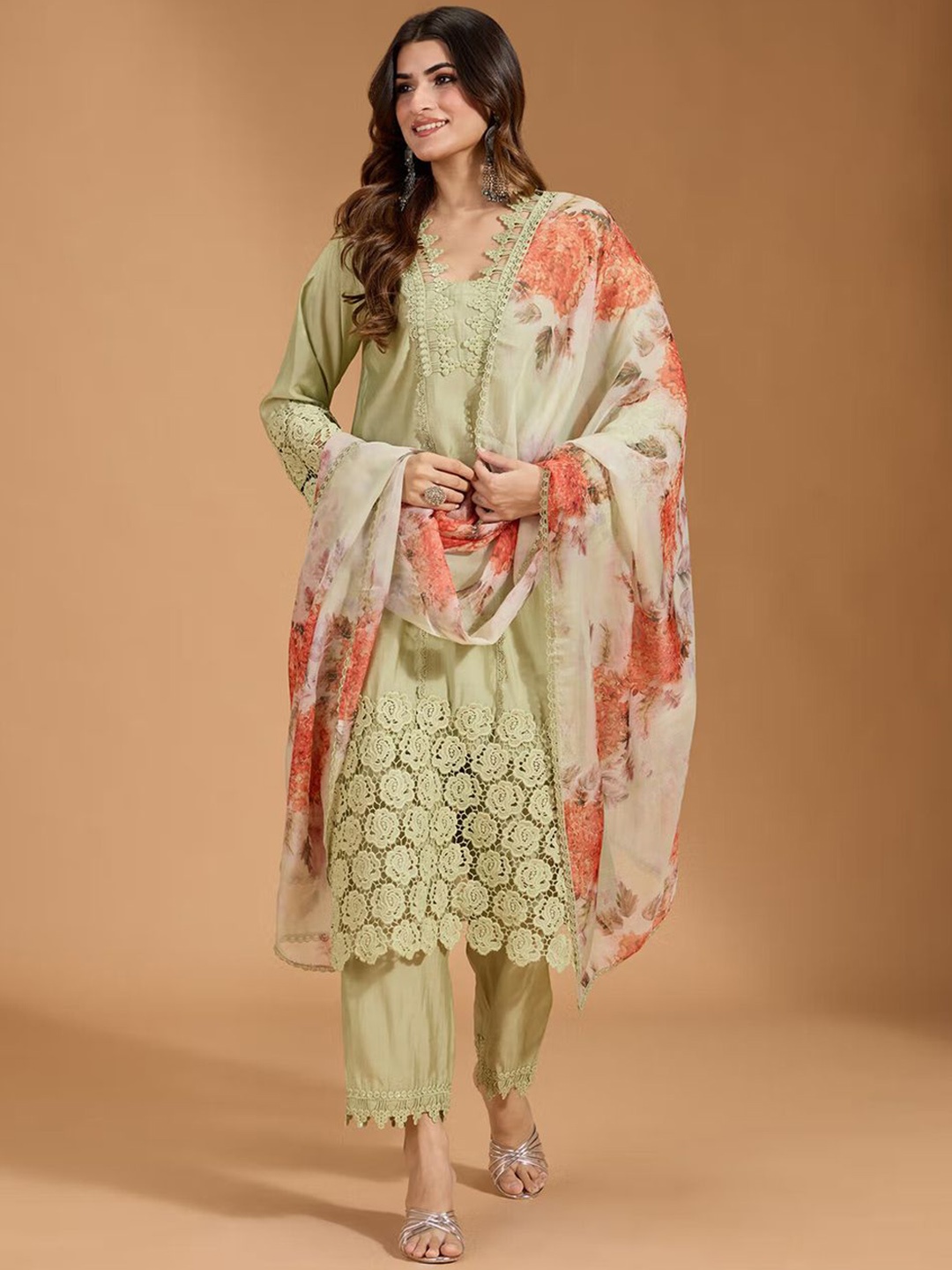 House of Pataudi Square Neck Lace Up Work Satin Straight Kurta With Trouser & Dupatta, Olive
House of Pataudi Square Neck Lace Up Work Satin Straight Kurta With Trouser & Dupatta, Olive