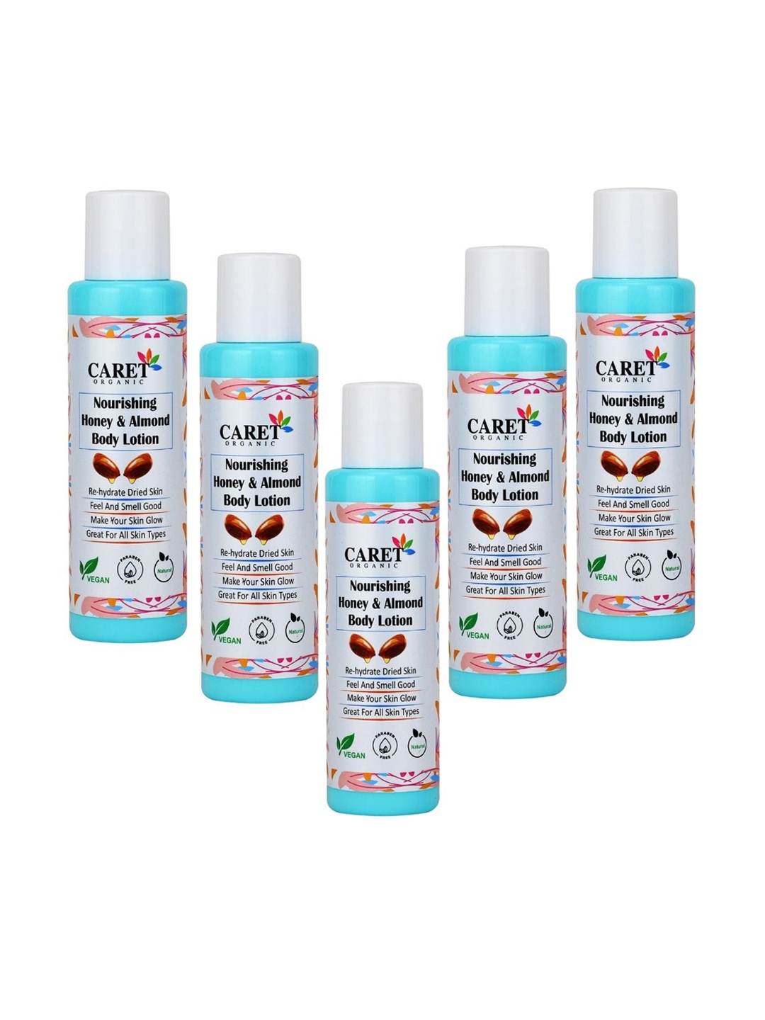CARET ORGANIC Set Of 5 Almond's & Honey Moisturizing Body Lotion - 100 ml Each, White
CARET ORGANIC Set Of 5 Almond's & Honey Moisturizing Body Lotion - 100 ml Each, White