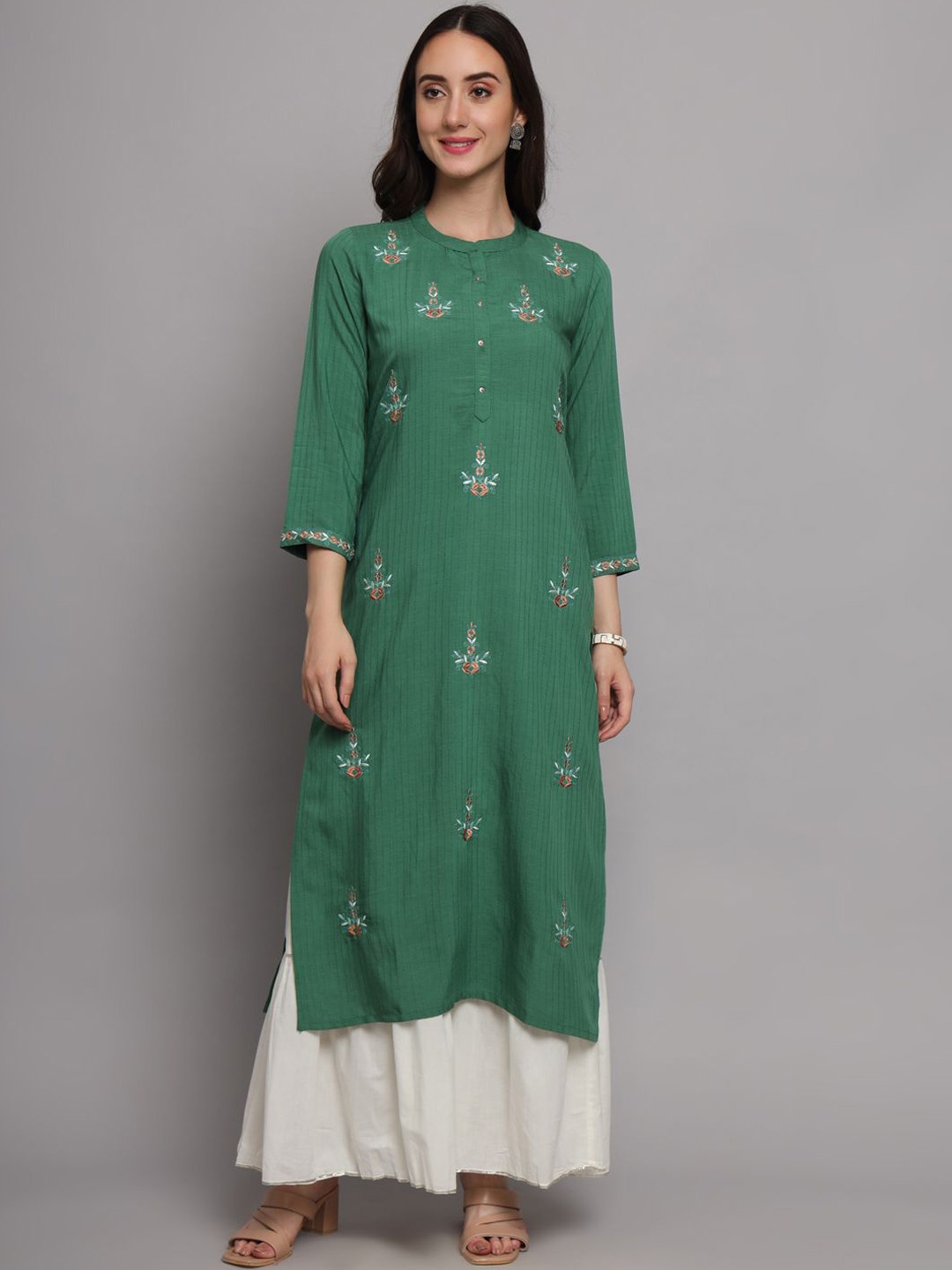 INVAGA FASHION Women Ethnic Motifs Embroidered Regular Thread Work Pure Cotton Kurta with Sharara, Green
INVAGA FASHION Women Ethnic Motifs Embroidered Regular Thread Work Pure Cotton Kurta with Sharara, Green