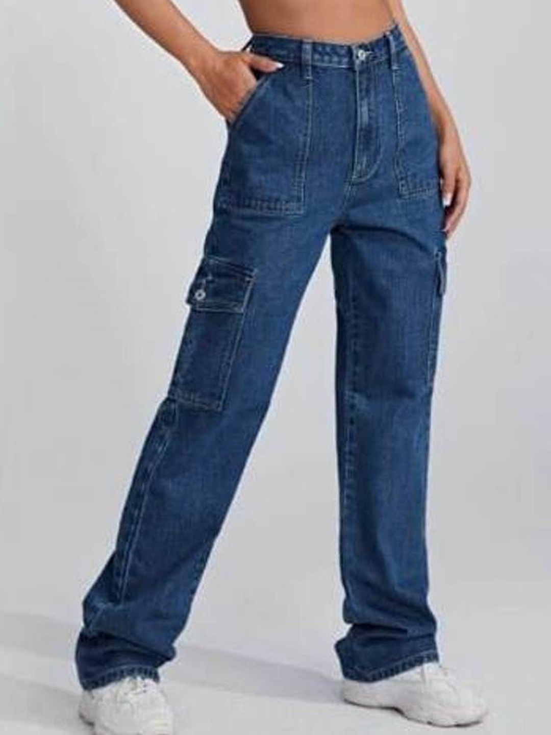SMVDENTERPRISES Women Jean Straight Fit High-Rise Stretchable Cargo Jeans, Navy blue
SMVDENTERPRISES Women Jean Straight Fit High-Rise Stretchable Cargo Jeans, Navy blue