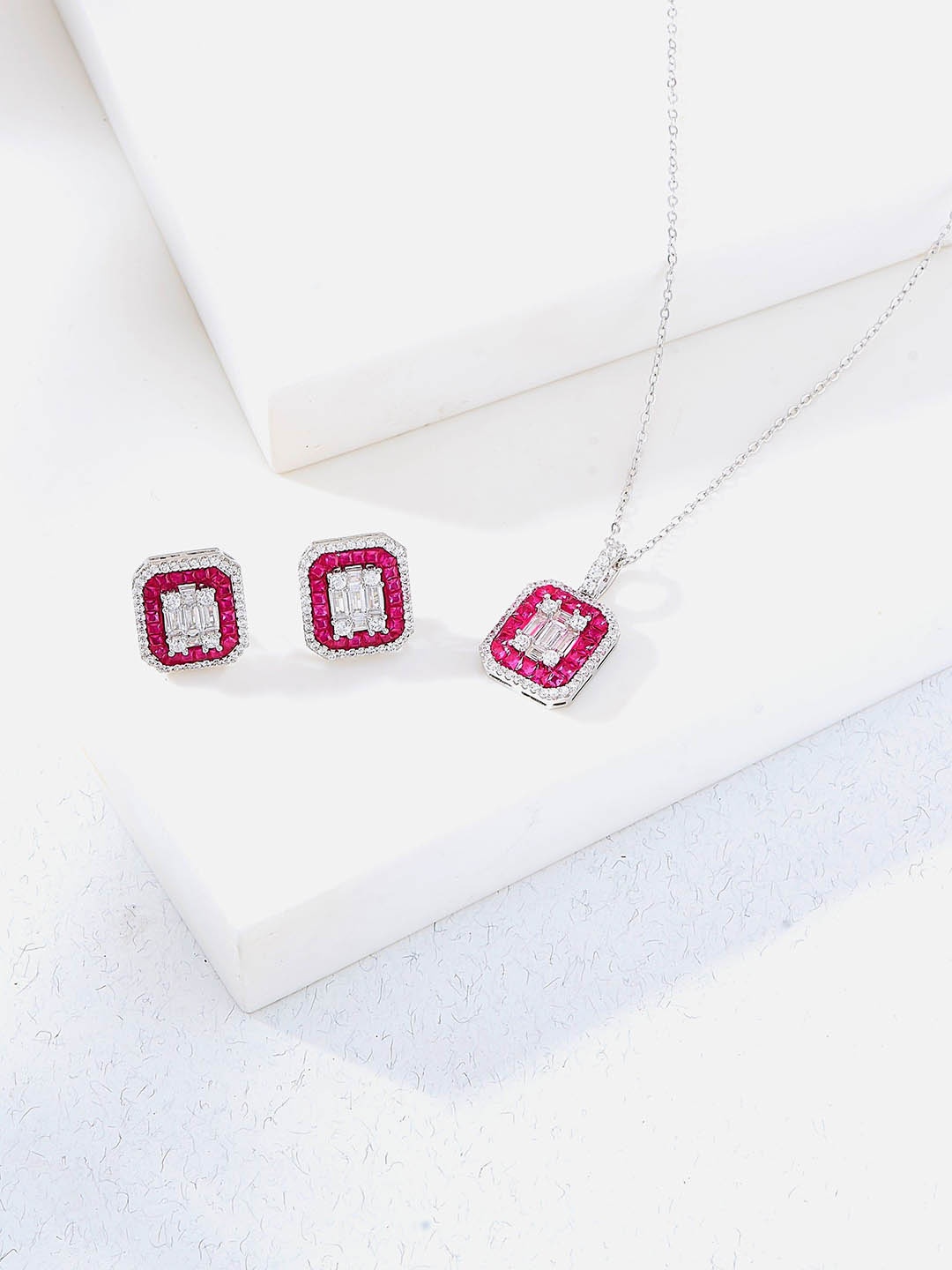 Nipura 925 Sterling Silver Rhodium-Plated CZ-Studded Square Shaped Pendant with Chain
Nipura 925 Sterling Silver Rhodium-Plated CZ-Studded Square Shaped Pendant with Chain