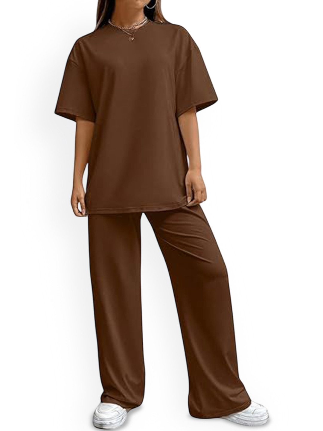 My Swag Relaxed Fit Round Neck Top With Trousers, Brown 
My Swag Relaxed Fit Round Neck Top With Trousers, Brown