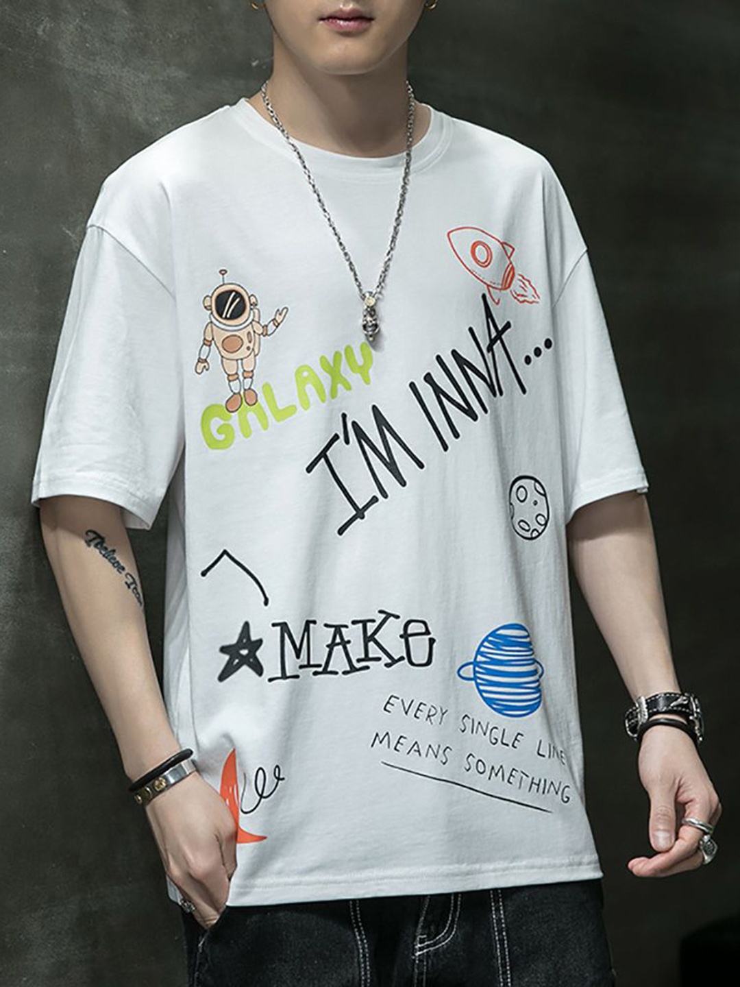 StyleCast x Revolte Men Typography Printed Round Neck Cotton Relaxed Fit T-shirt, White
StyleCast x Revolte Men Typography Printed Round Neck Cotton Relaxed Fit T-shirt, White