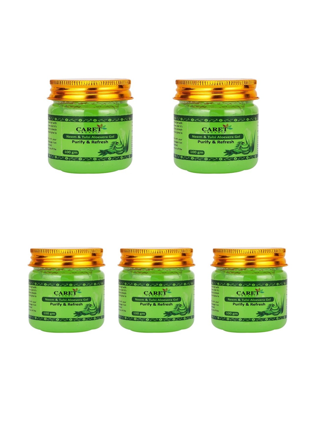 CARET ORGANIC Set Of 5 Neem & Tulsi Gel For Anti-Acne & Anti-Pimple Skin - 100 g Each, White
CARET ORGANIC Set Of 5 Neem & Tulsi Gel For Anti-Acne & Anti-Pimple Skin - 100 g Each, White