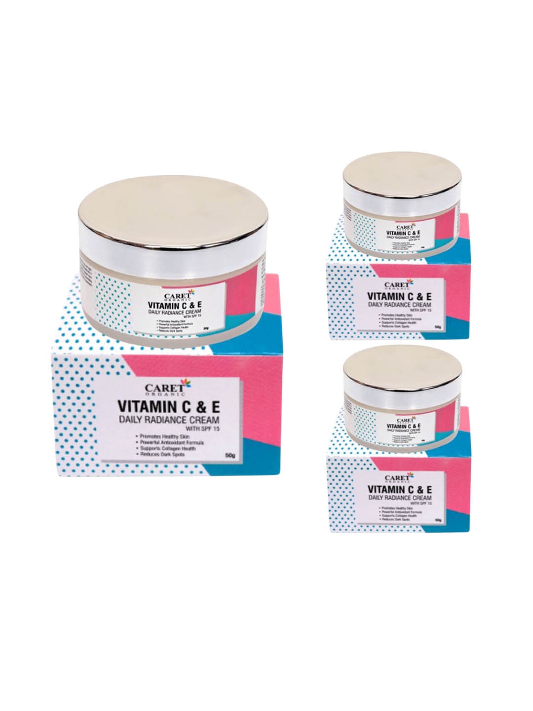 CARET ORGANIC Set Of 3 Vitamin C & E Daily Radiance Moisturizing Cream - 50 g Each, White
CARET ORGANIC Set Of 3 Vitamin C & E Daily Radiance Moisturizing Cream - 50 g Each, White