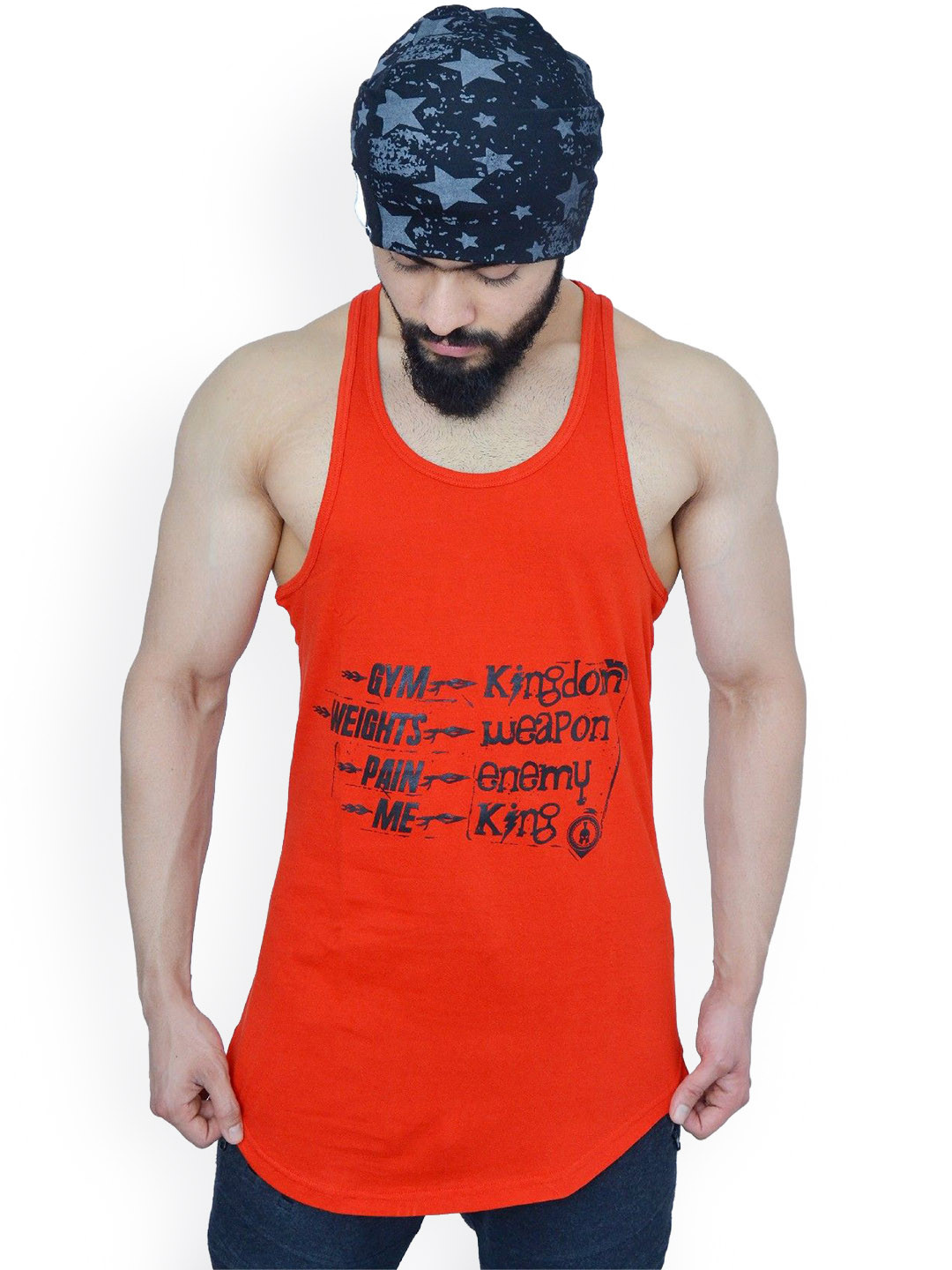 Anax Aesthetics Men Cotton Lycra Printed Sleeveless Arc Sando Gym Vest Stringer Tank Top, Red
Anax Aesthetics Men Cotton Lycra Printed Sleeveless Arc Sando Gym Vest Stringer Tank Top, Red